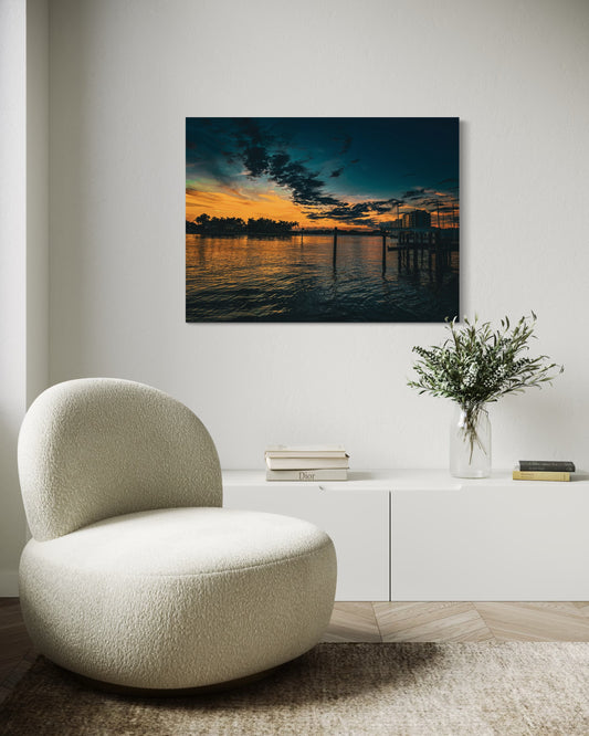 Sunset Wall Art, Ocean Photography Print, Golden Hour Seascape Poster, Tropical Evening Decor