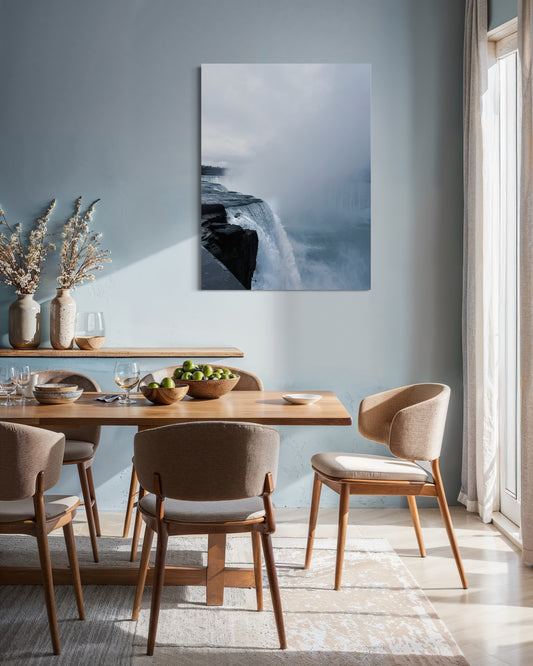 Niagara Falls Wall Art: Misty Nature Photography, Metal Framed Print