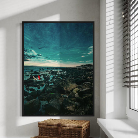 Mermaid Coastal Photography Print: Fantasy Seascape with Black Metal Frame