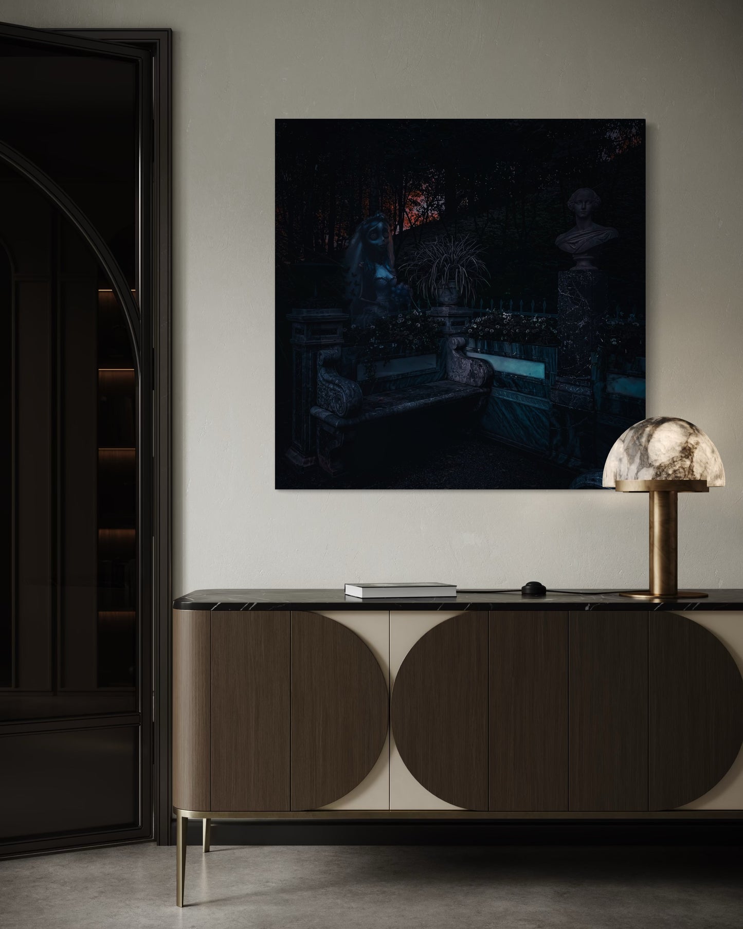 Gothic Garden Poster: Corpse Bride Inspired. Black Metal Frame