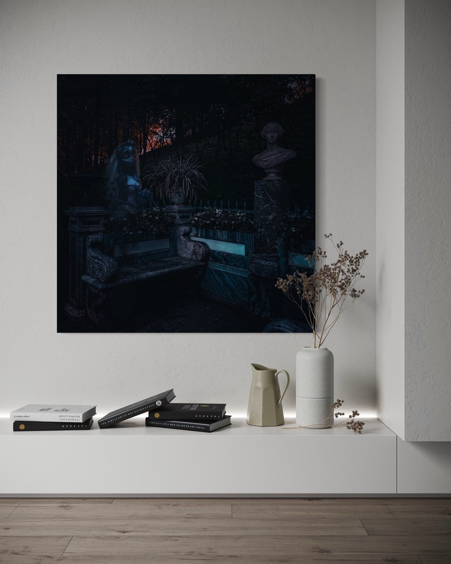 Gothic Garden Poster: Corpse Bride Inspired. Black Metal Frame