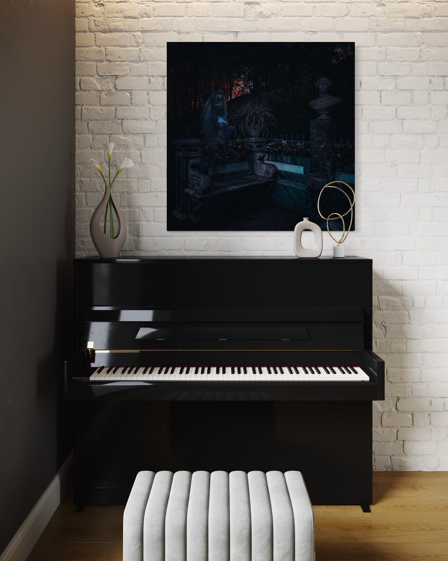 Gothic Garden Poster: Corpse Bride Inspired. Black Metal Frame