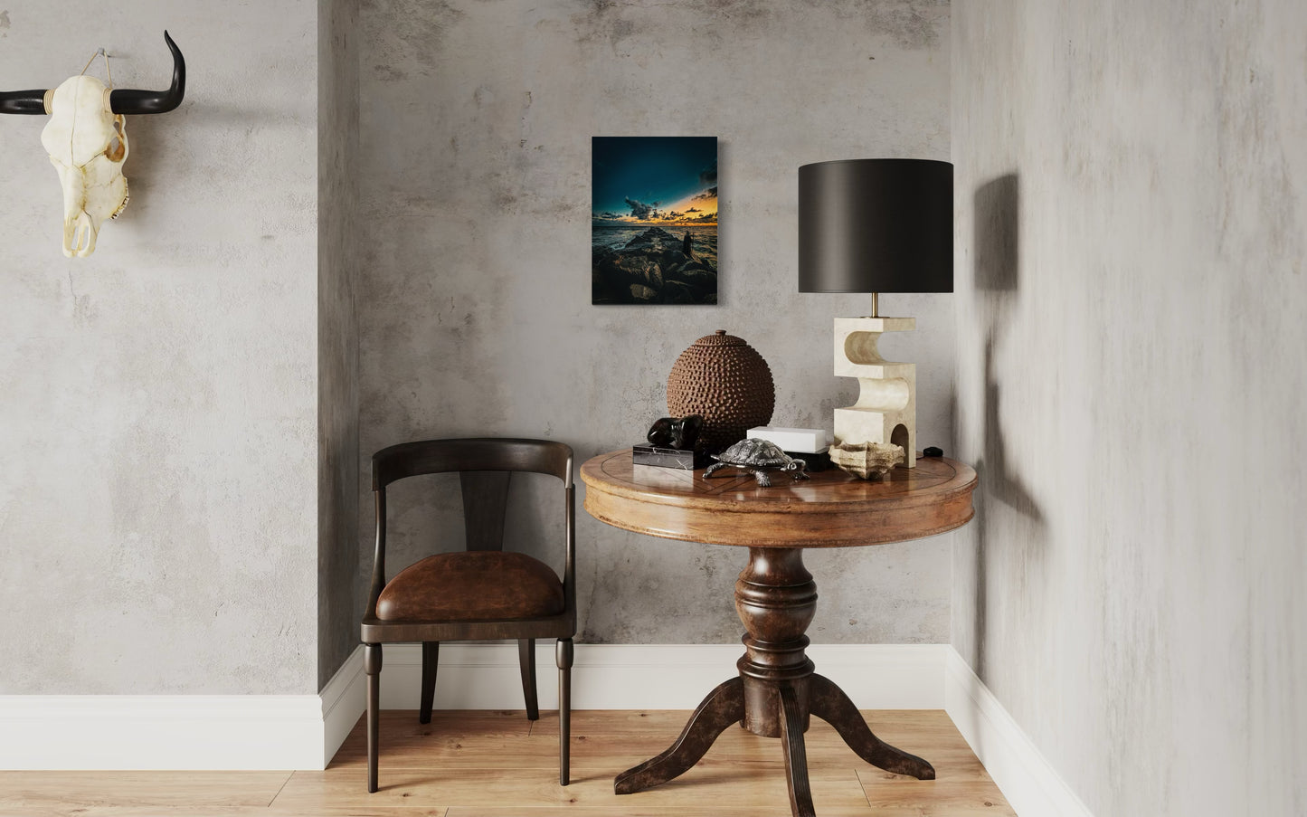 Fantasy Wizard Sunset Ocean Print: Semi-Glossy Paper Poster