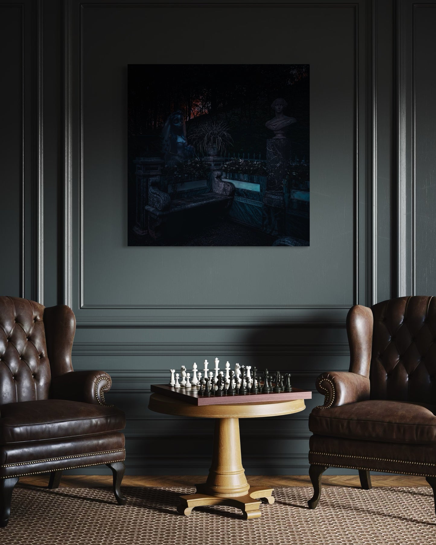 Gothic Garden Poster: Corpse Bride Inspired. Black Metal Frame