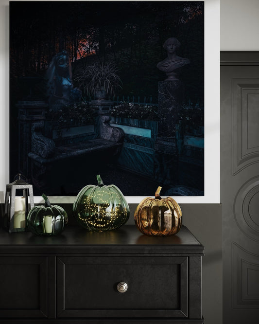 Gothic Garden Poster: Corpse Bride Inspired. Black Metal Frame