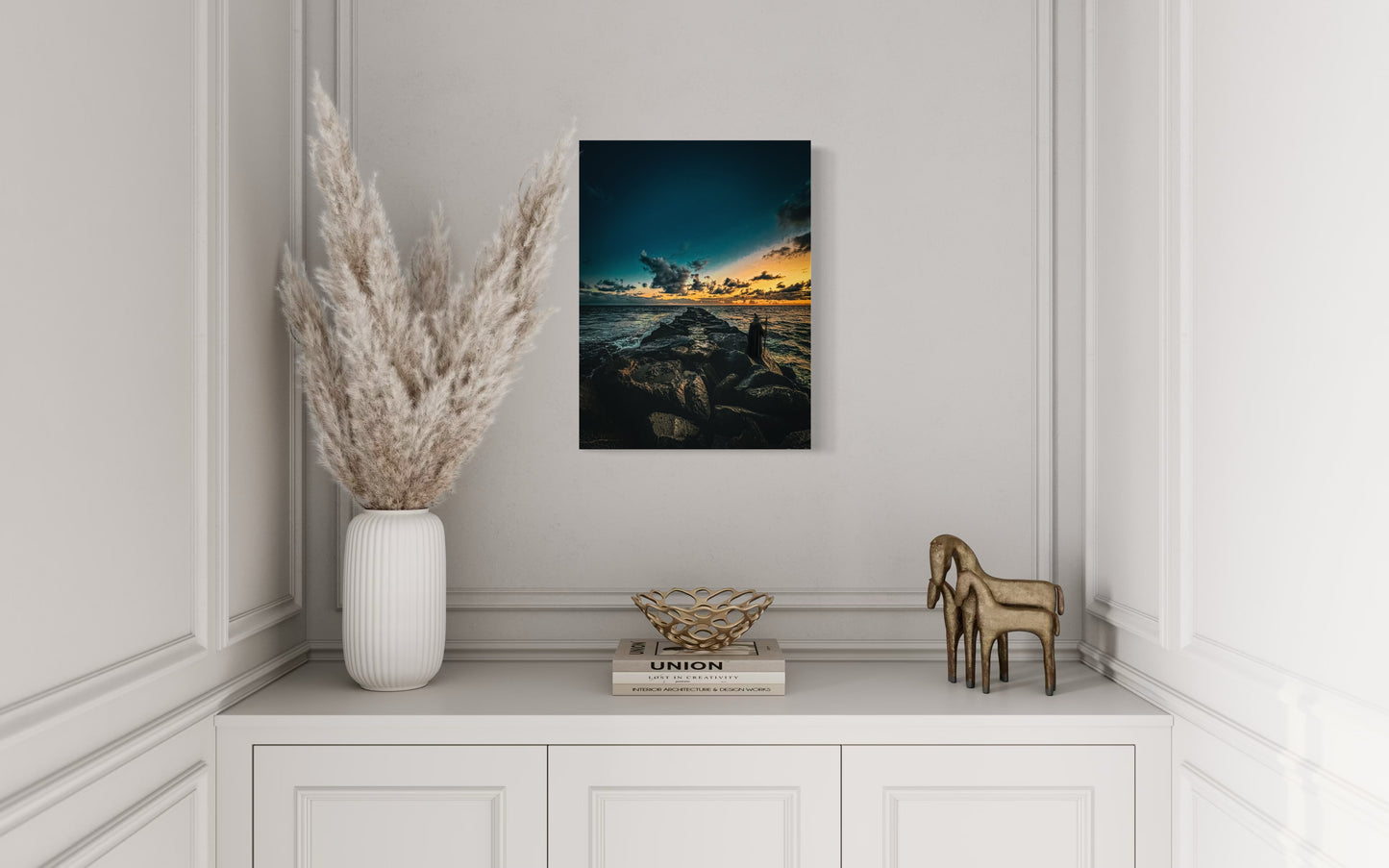 Fantasy Wizard Sunset Ocean Print: Semi-Glossy Paper Poster