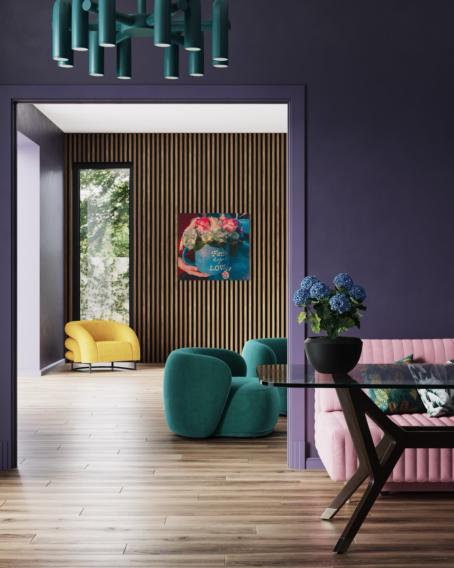 Floral Coffee Mug Print: Faith Hope Love, Inspirational Wall Art