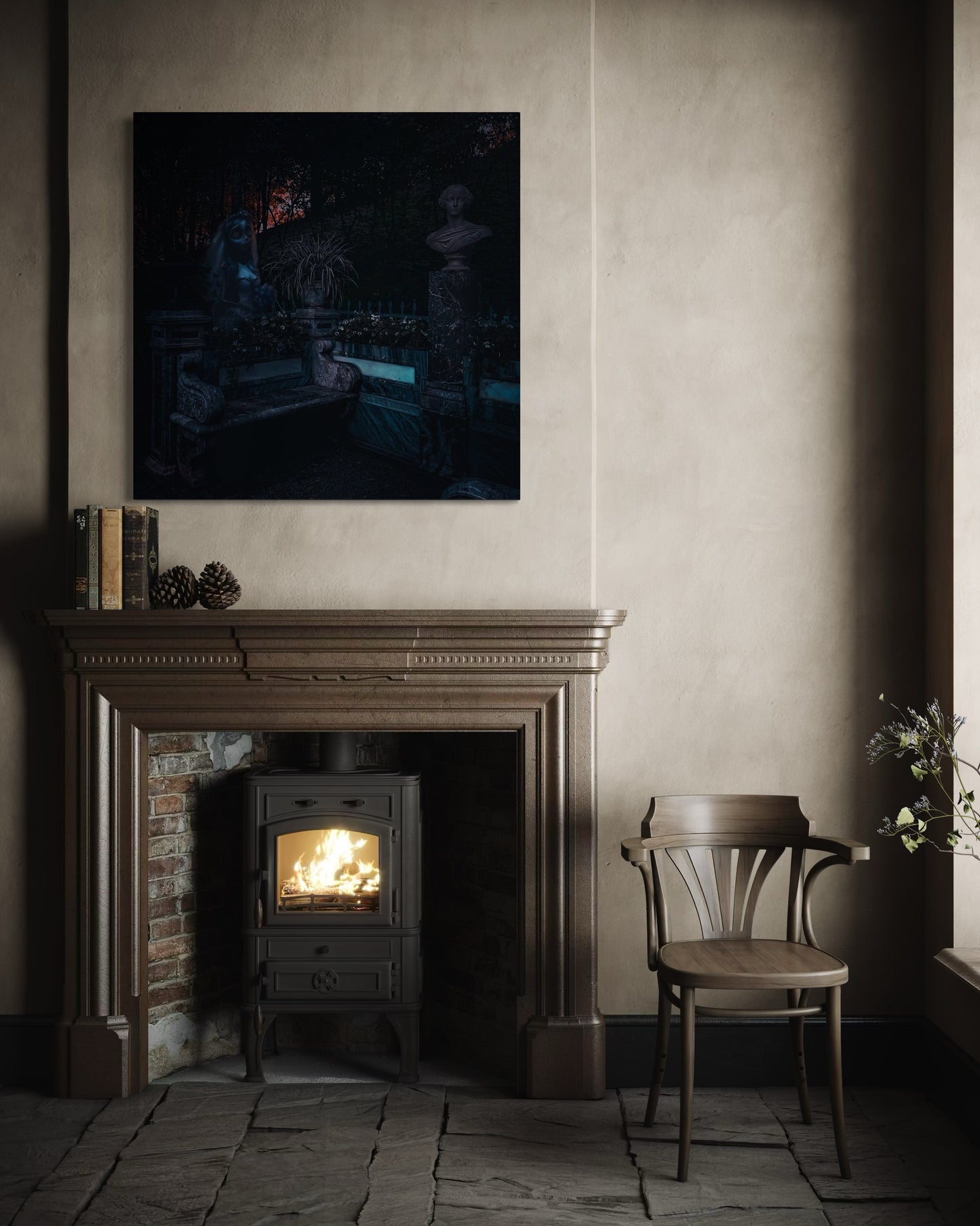 Gothic Garden Poster: Corpse Bride Inspired. Black Metal Frame