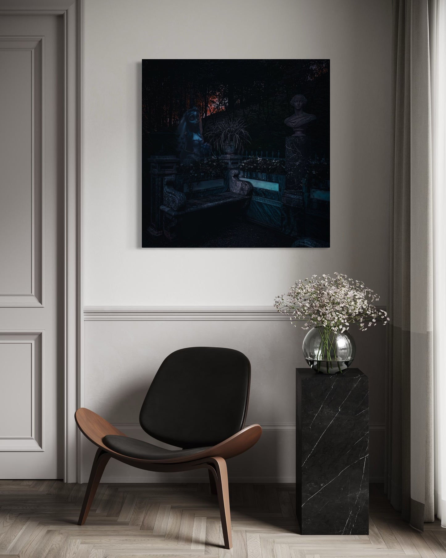 Gothic Garden Poster: Corpse Bride Inspired. Black Metal Frame