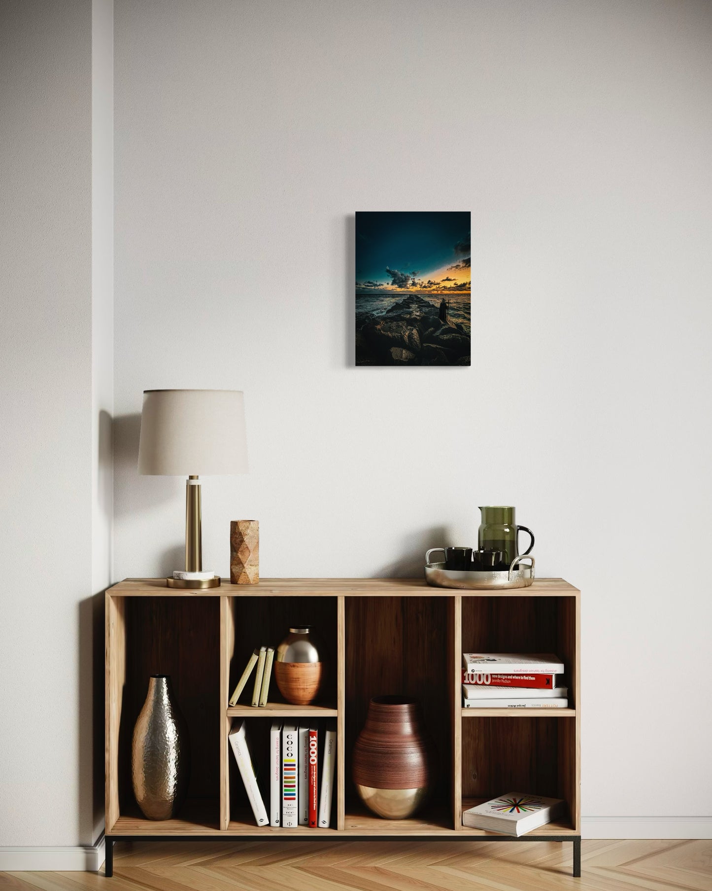 Fantasy Wizard Sunset Ocean Print: Semi-Glossy Paper Poster