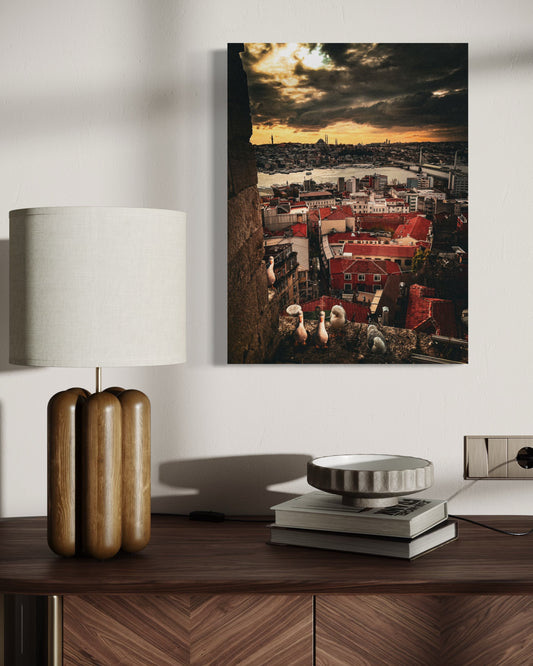 Istanbul Sunset Print: Bosphorus Turkey Cityscape Photo, Semi-Glossy Poster