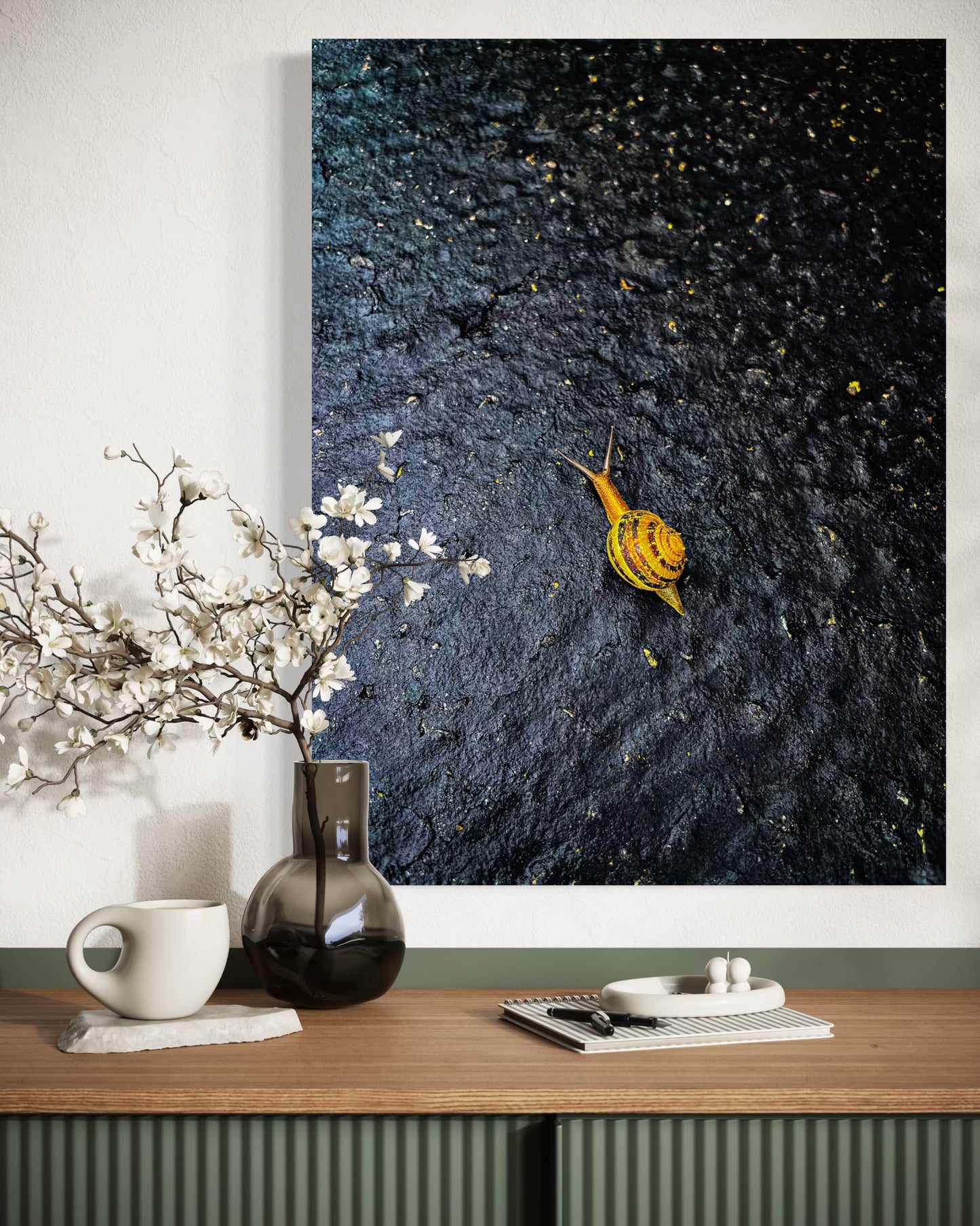 Yellow Snail Fine Art Print: Minimalist Nature Photography