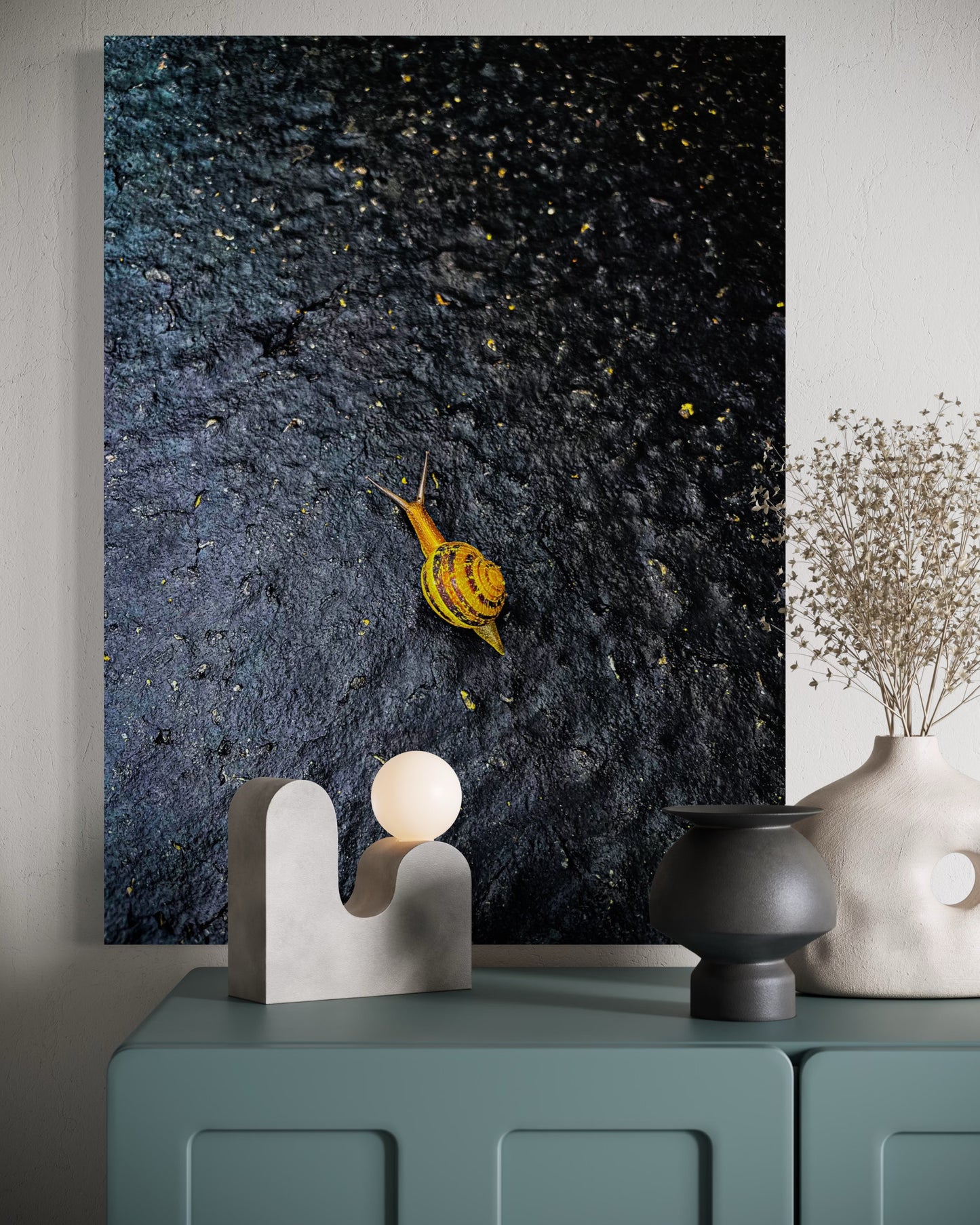 Yellow Snail Fine Art Print: Minimalist Nature Photography