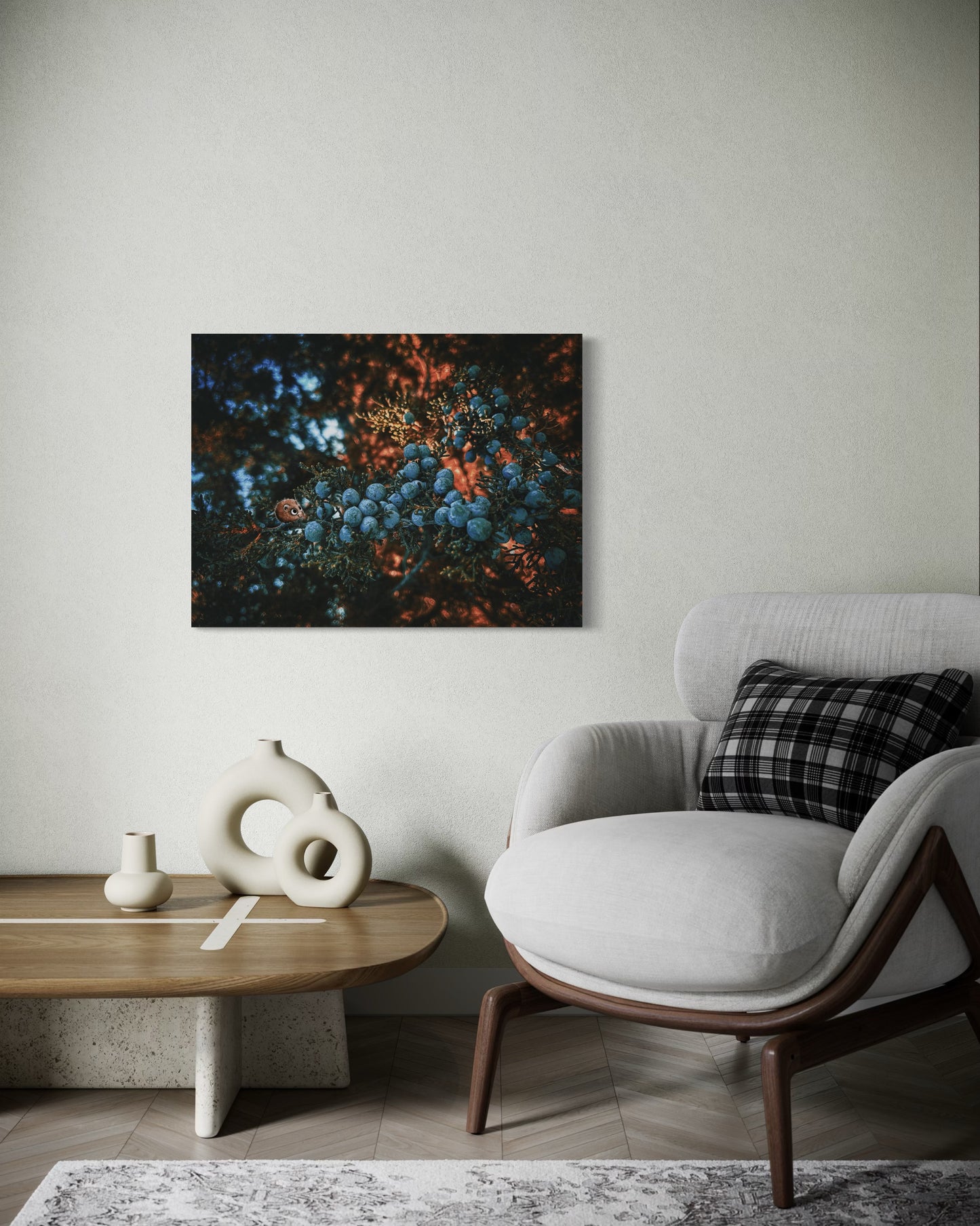 Forest Berries Photo Print: Moody Nature Art, Black Metal Frame