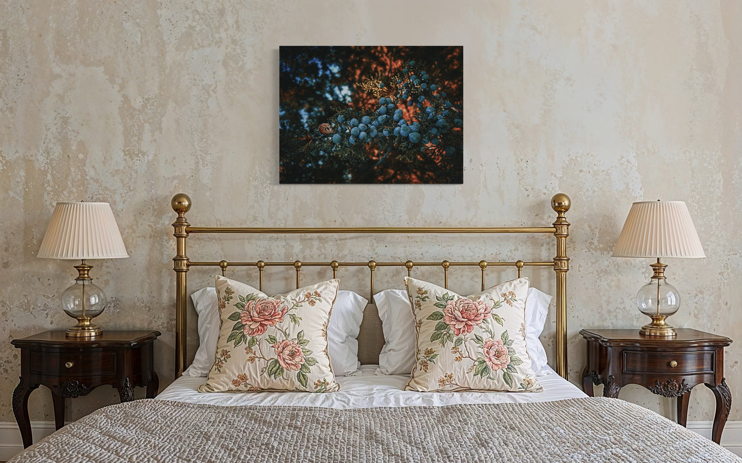 Forest Berries Photo Print: Moody Nature Art, Black Metal Frame