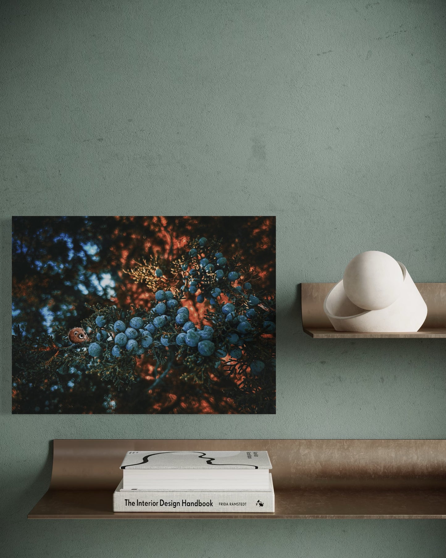 Forest Berries Photo Print: Moody Nature Art, Black Metal Frame
