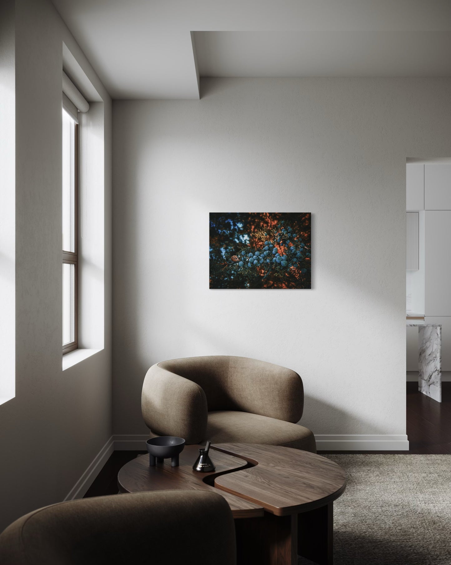 Forest Berries Photo Print: Moody Nature Art, Black Metal Frame