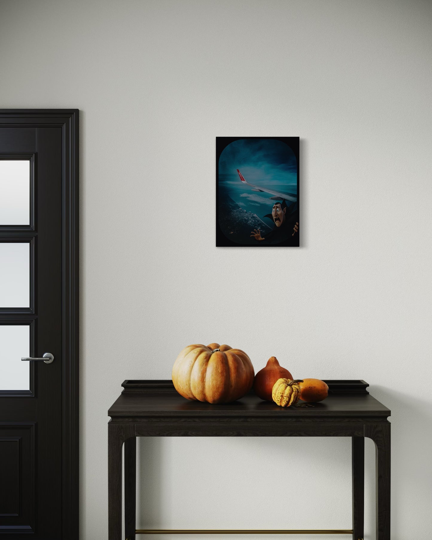 Dracula Airplane Window Print: Humorous Travel Art