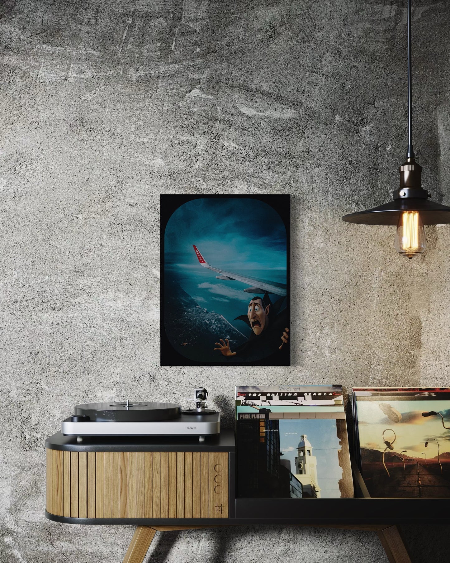 Dracula Airplane Window Print: Humorous Travel Art