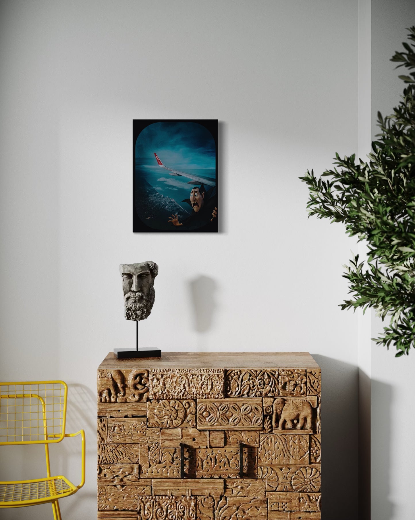 Dracula Airplane Window Print: Humorous Travel Art