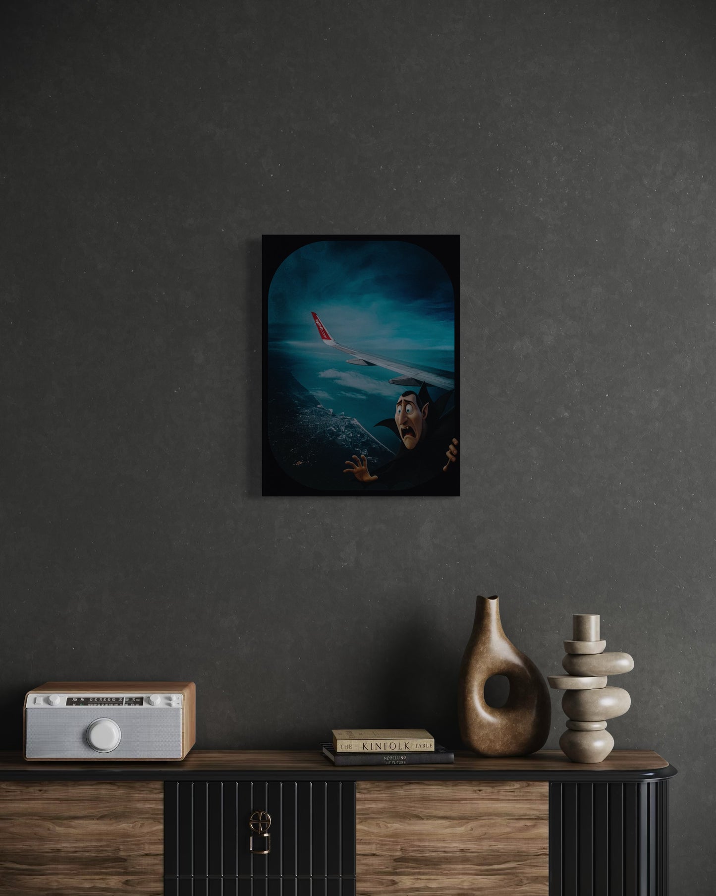 Dracula Airplane Window Print: Humorous Travel Art