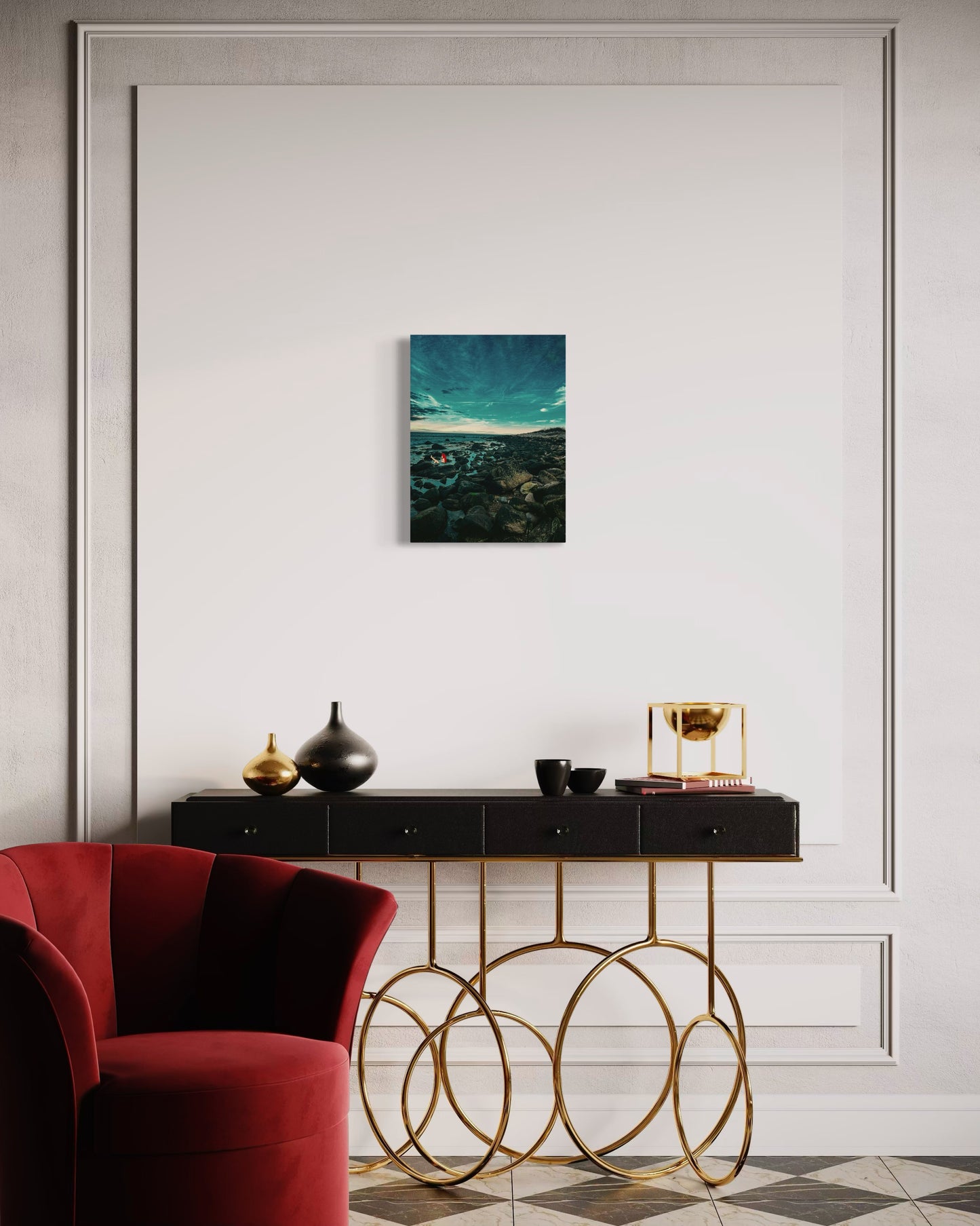 Mermaid Coastal Photography Print: Fantasy Seascape with Black Metal Frame