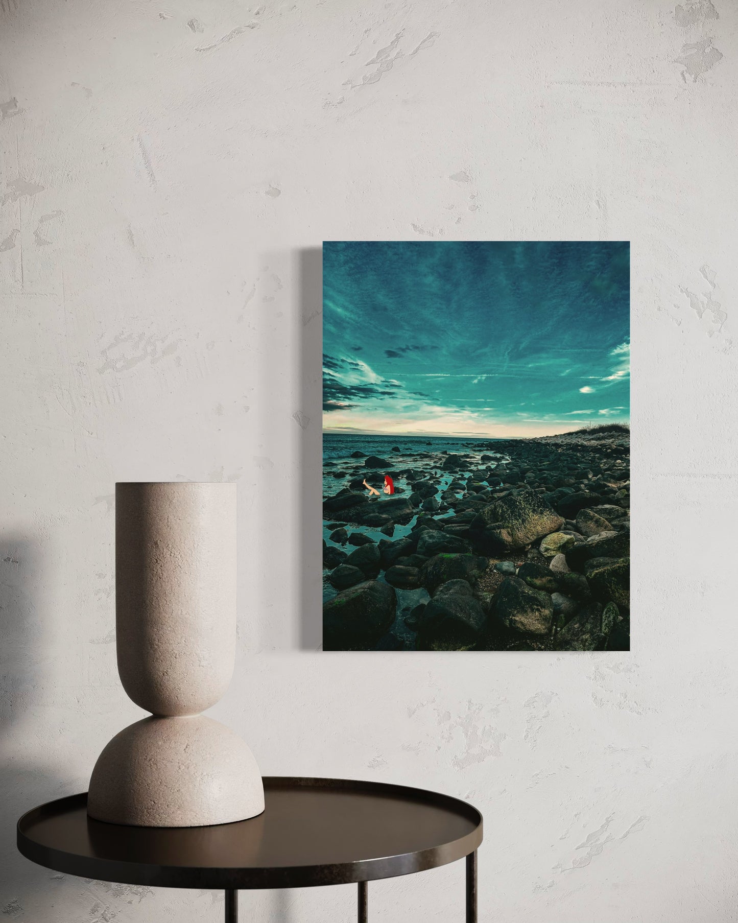 Mermaid Coastal Photography Print: Fantasy Seascape with Black Metal Frame