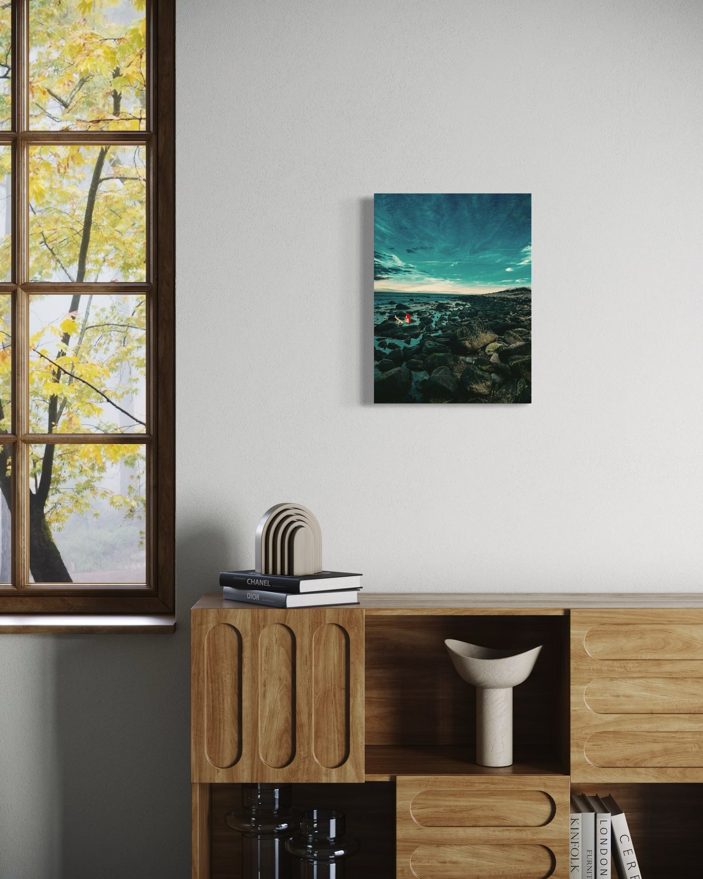 Mermaid Coastal Photography Print: Fantasy Seascape with Black Metal Frame