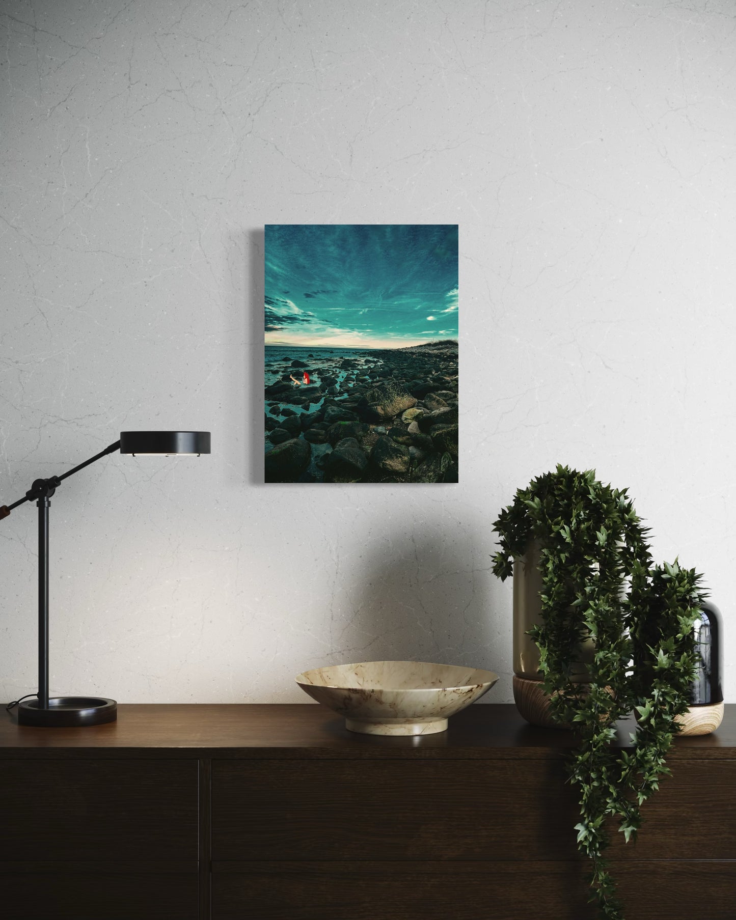 Mermaid Coastal Photography Print: Fantasy Seascape with Black Metal Frame