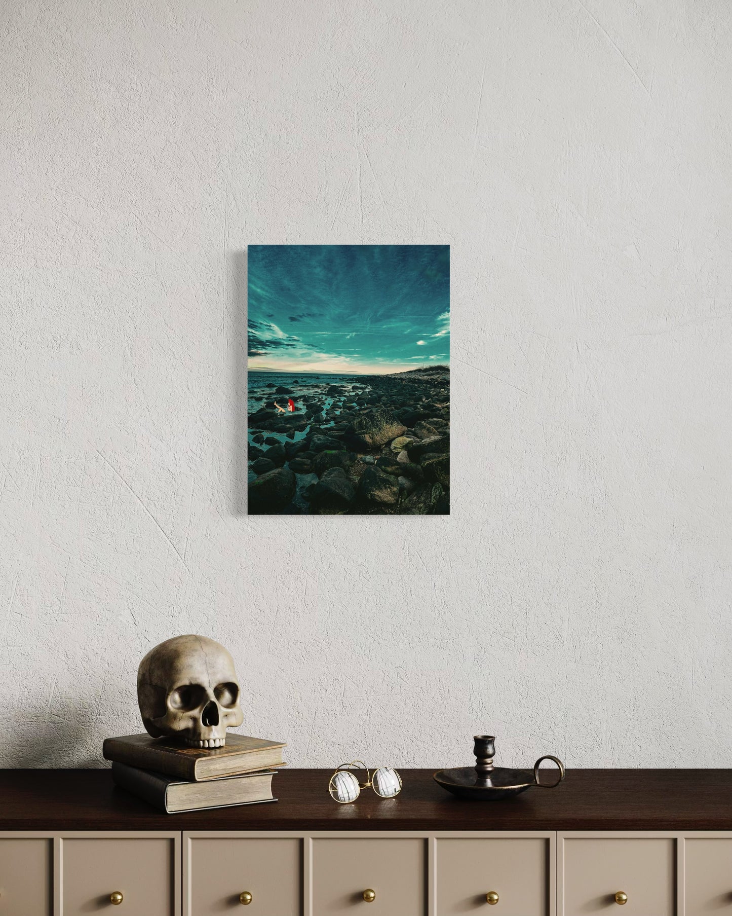 Mermaid Coastal Photography Print: Fantasy Seascape with Black Metal Frame
