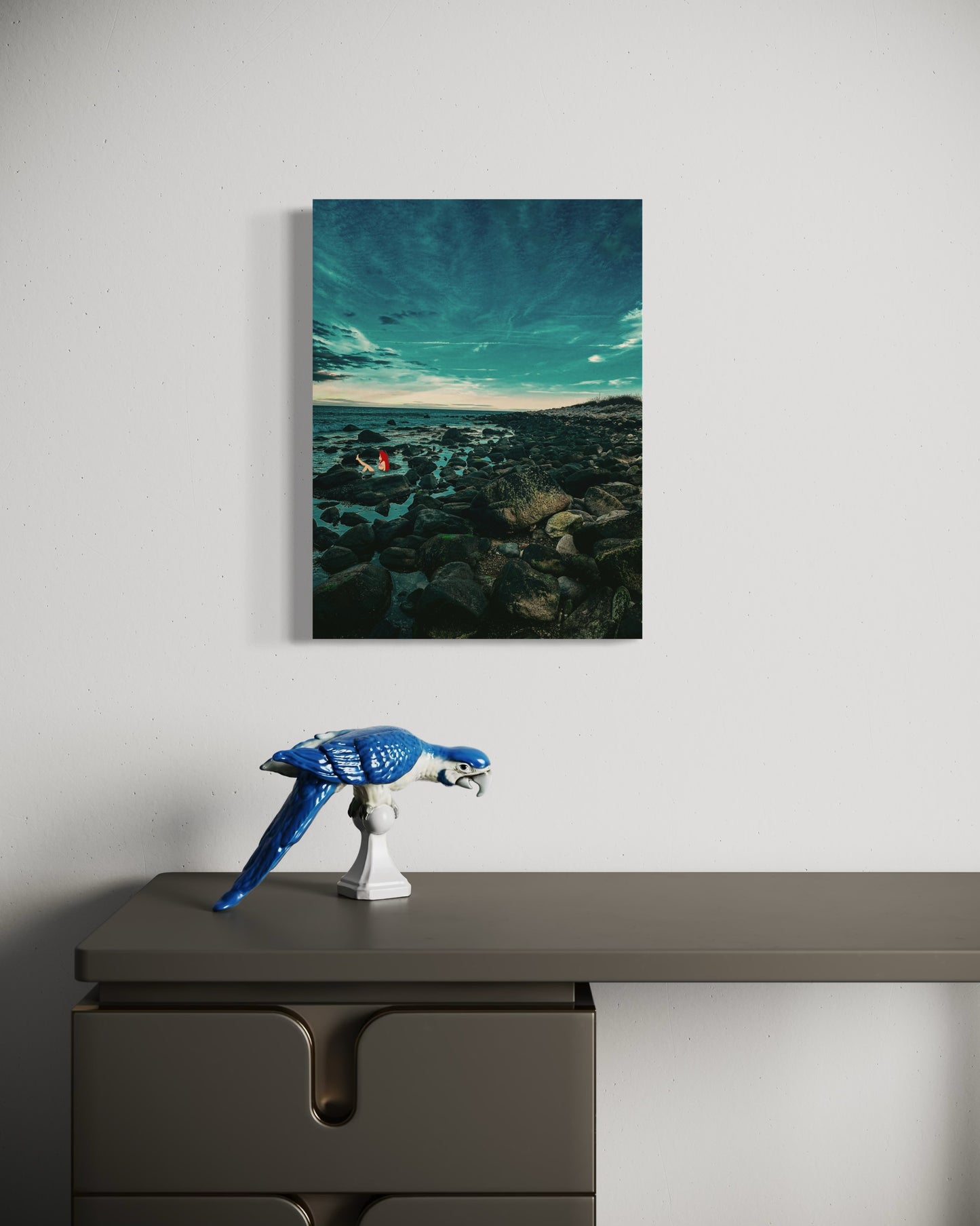 Mermaid Coastal Photography Print: Fantasy Seascape with Black Metal Frame