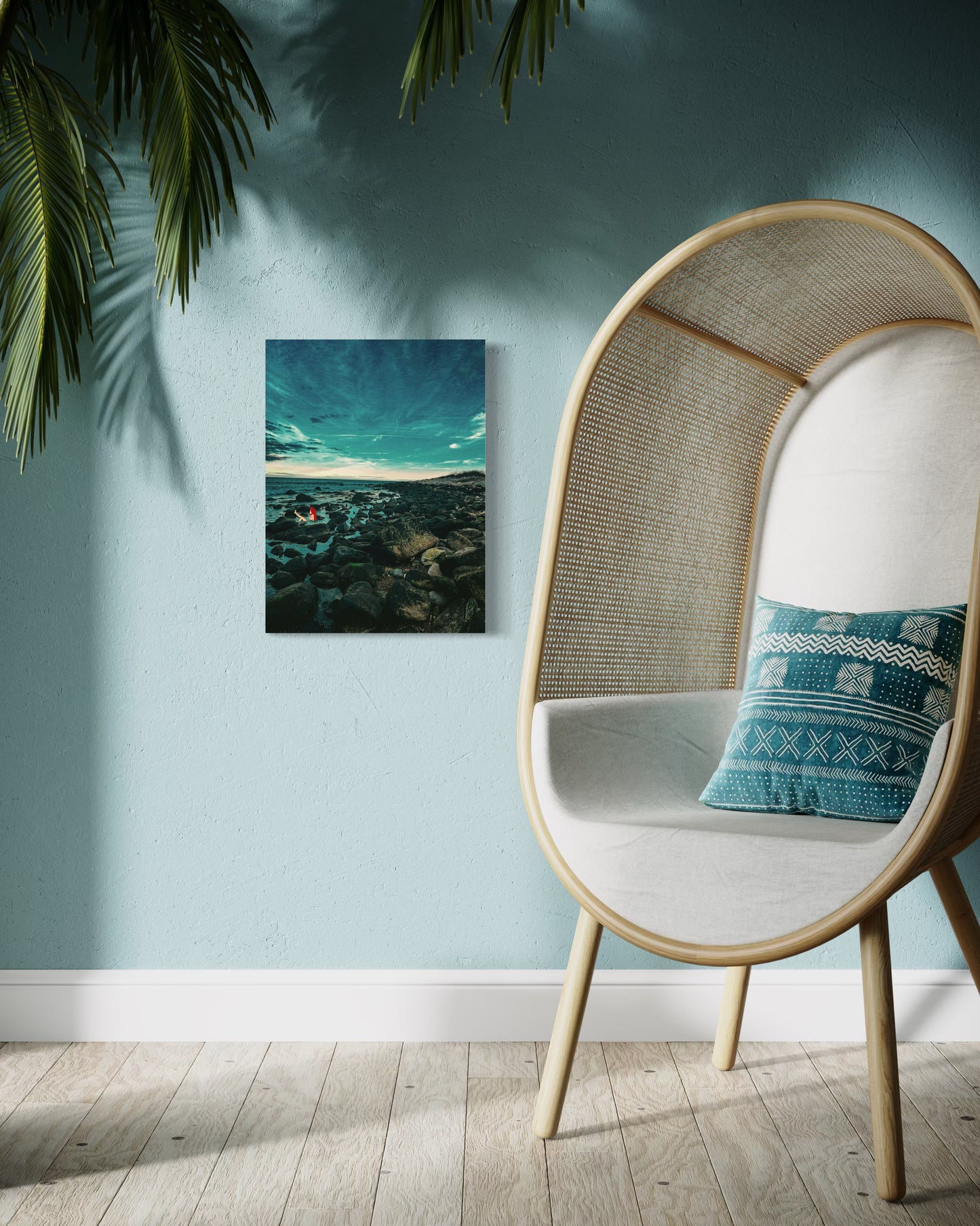 Mermaid Coastal Photography Print: Fantasy Seascape with Black Metal Frame