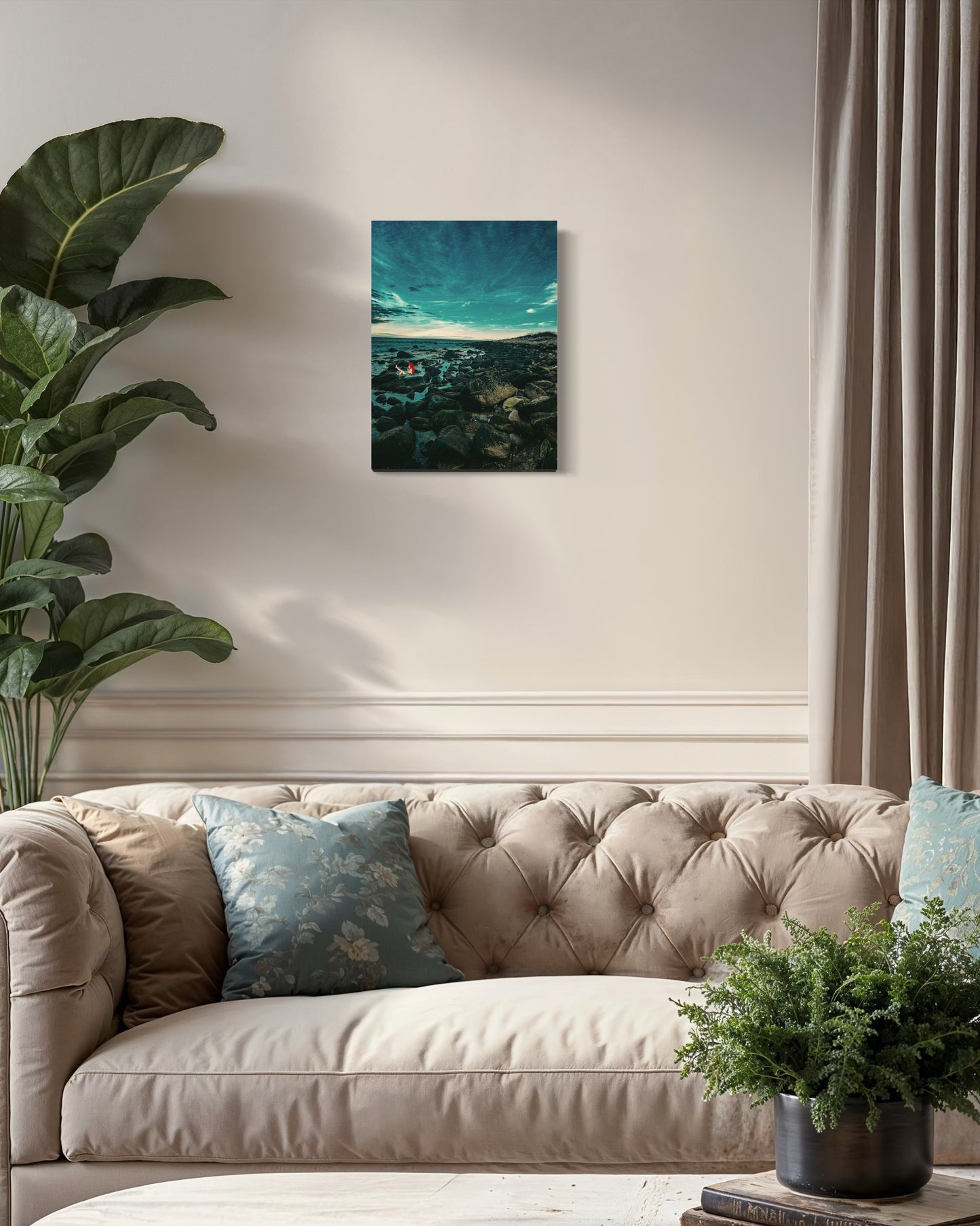 Mermaid Coastal Photography Print: Fantasy Seascape with Black Metal Frame