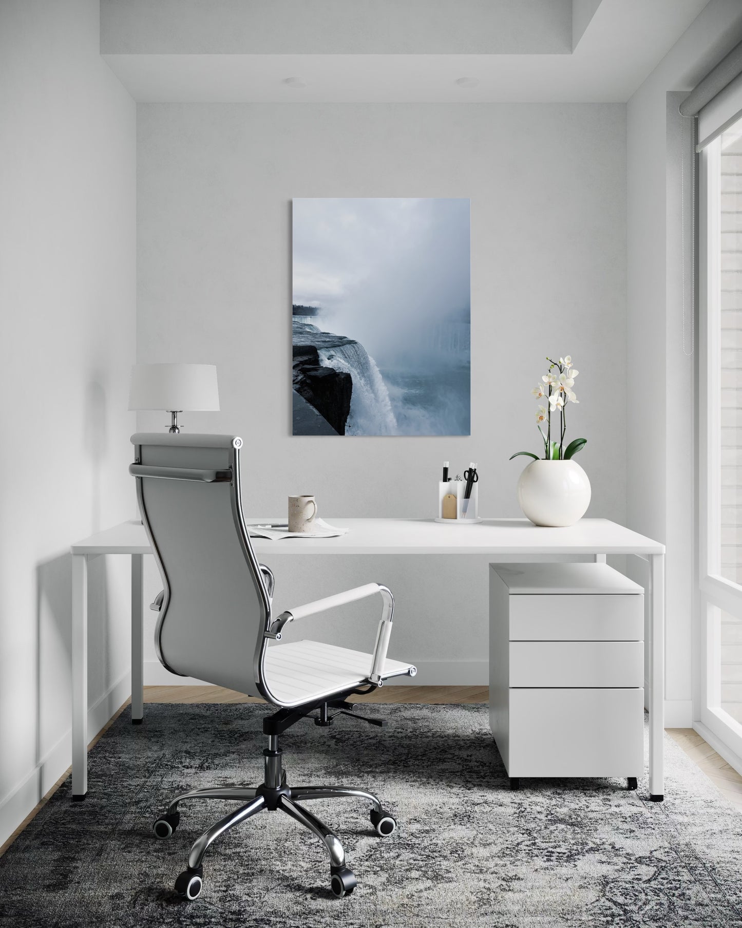 Niagara Falls Photography Print: Misty Blue Grey Landscape