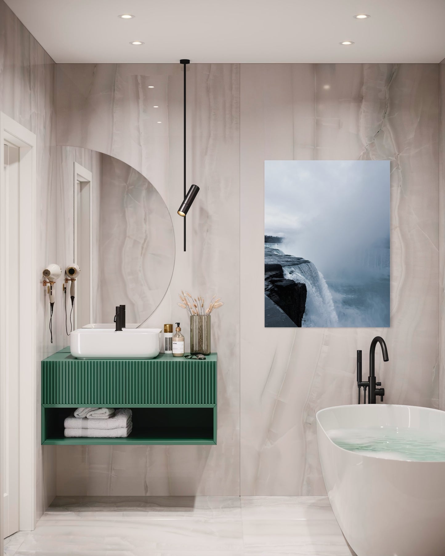 Niagara Falls Photography Print: Misty Blue Grey Landscape