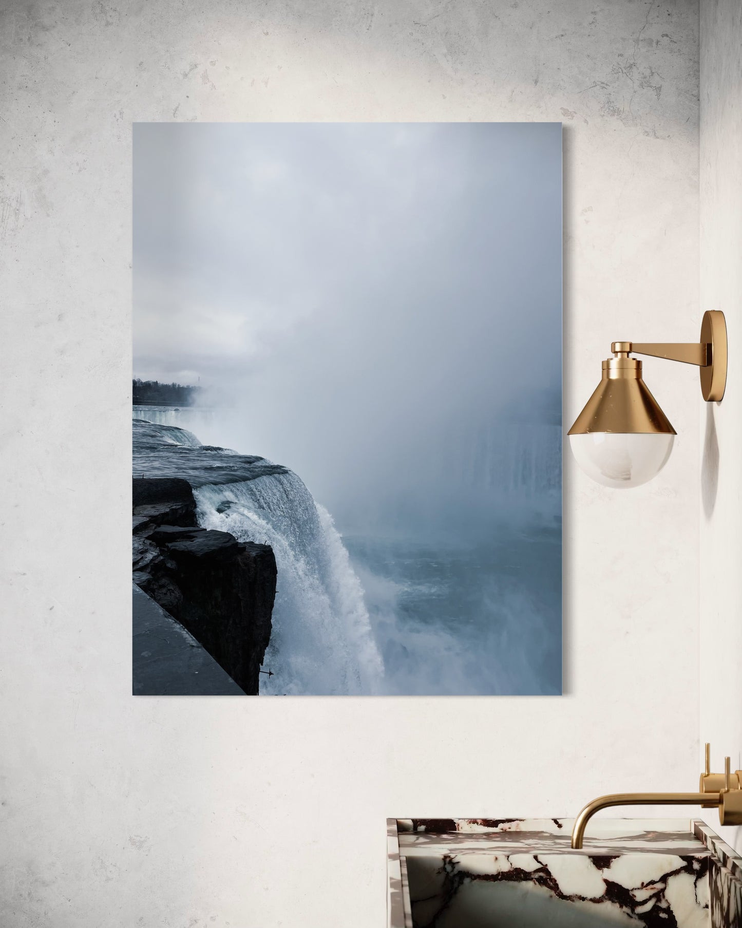 Niagara Falls Photography Print: Misty Blue Grey Landscape