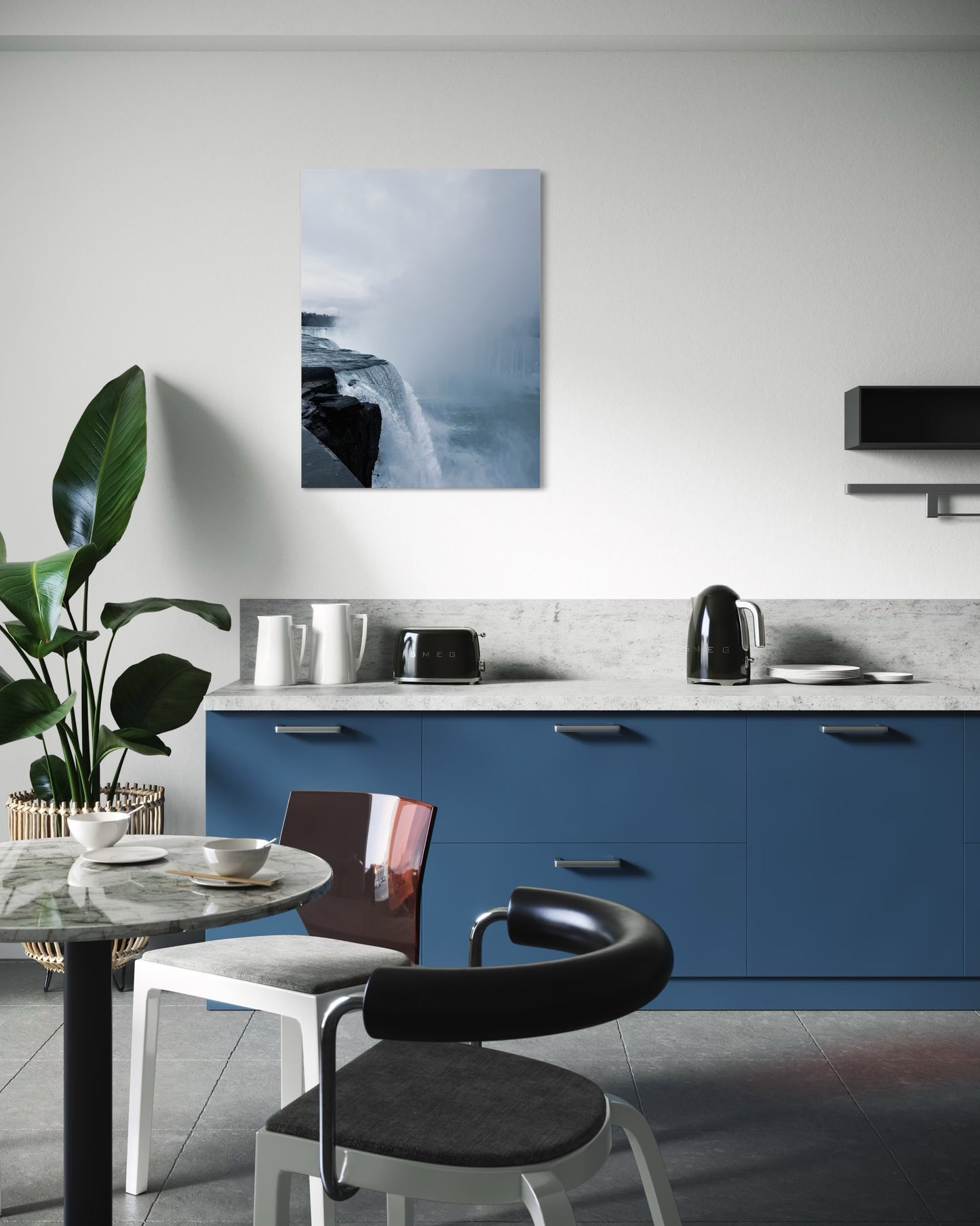 Niagara Falls Photography Print: Misty Blue Grey Landscape