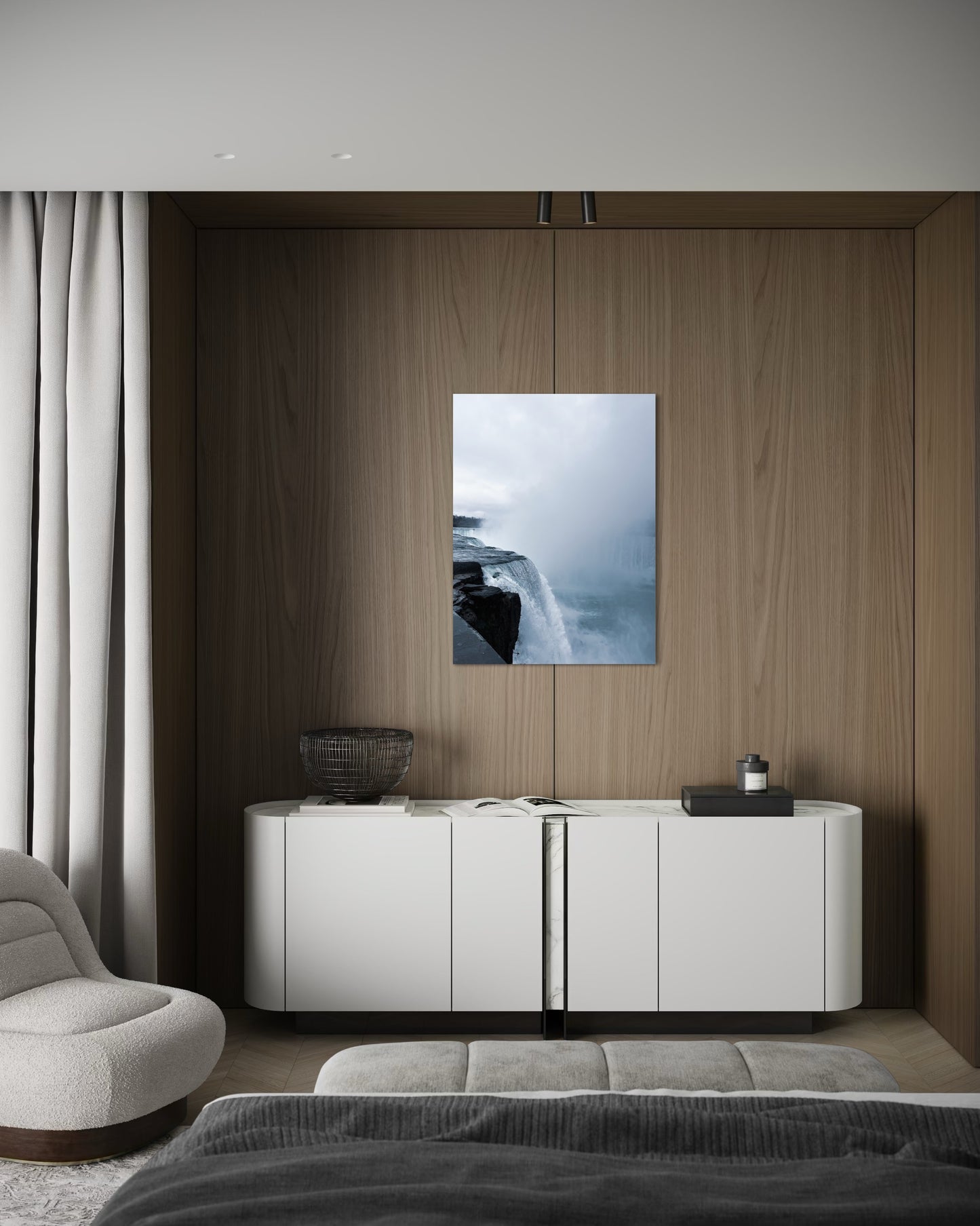 Niagara Falls Photography Print: Misty Blue Grey Landscape