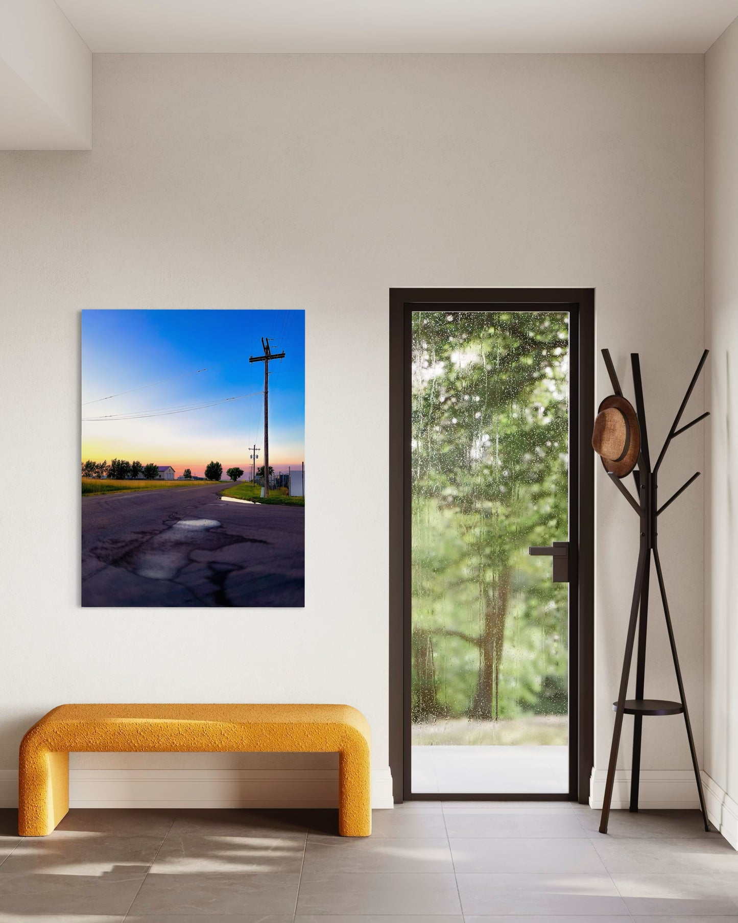 Sunset Road Photography Print: Minimalist Rural Landscape Art