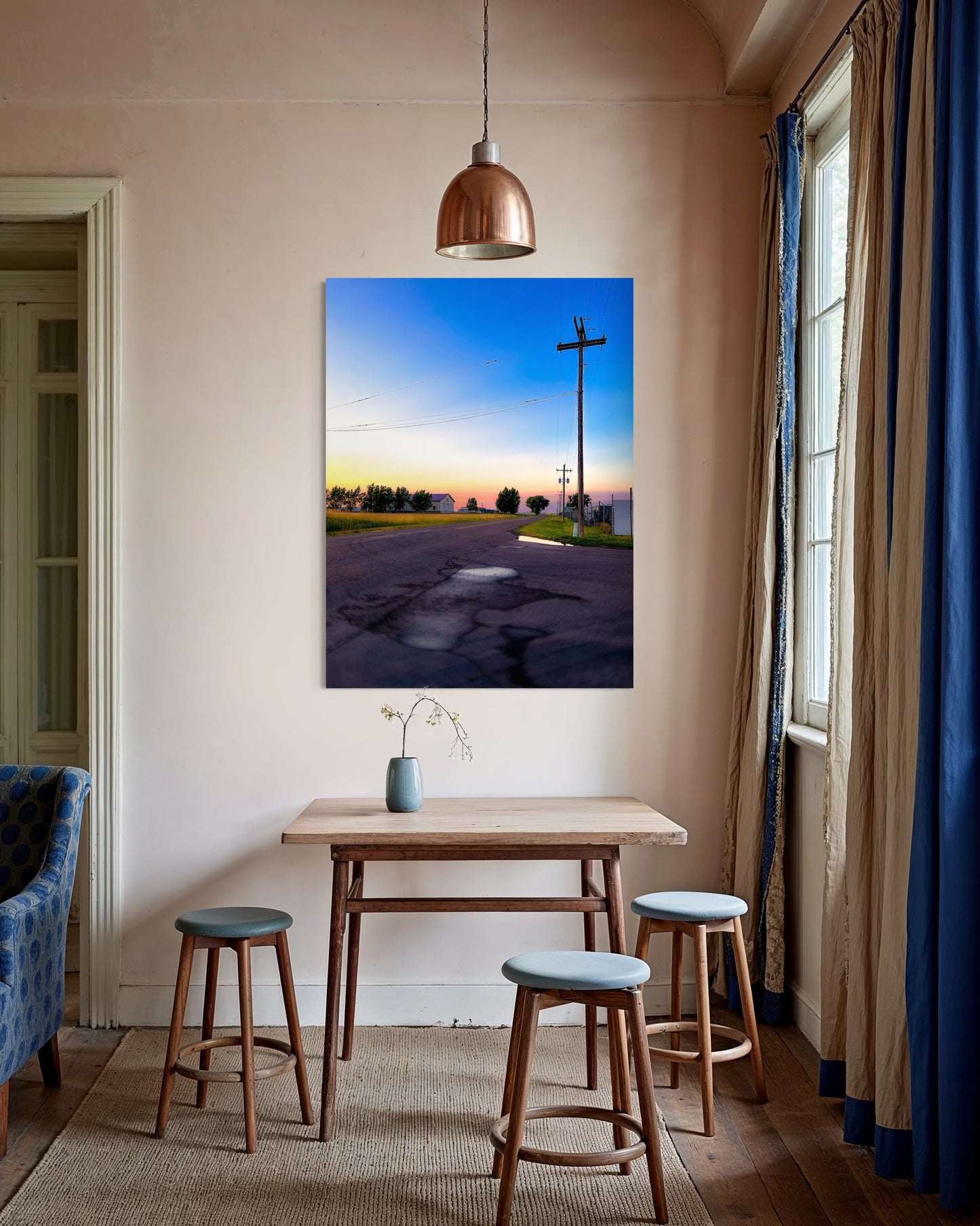 Sunset Road Photography Print: Minimalist Rural Landscape Art