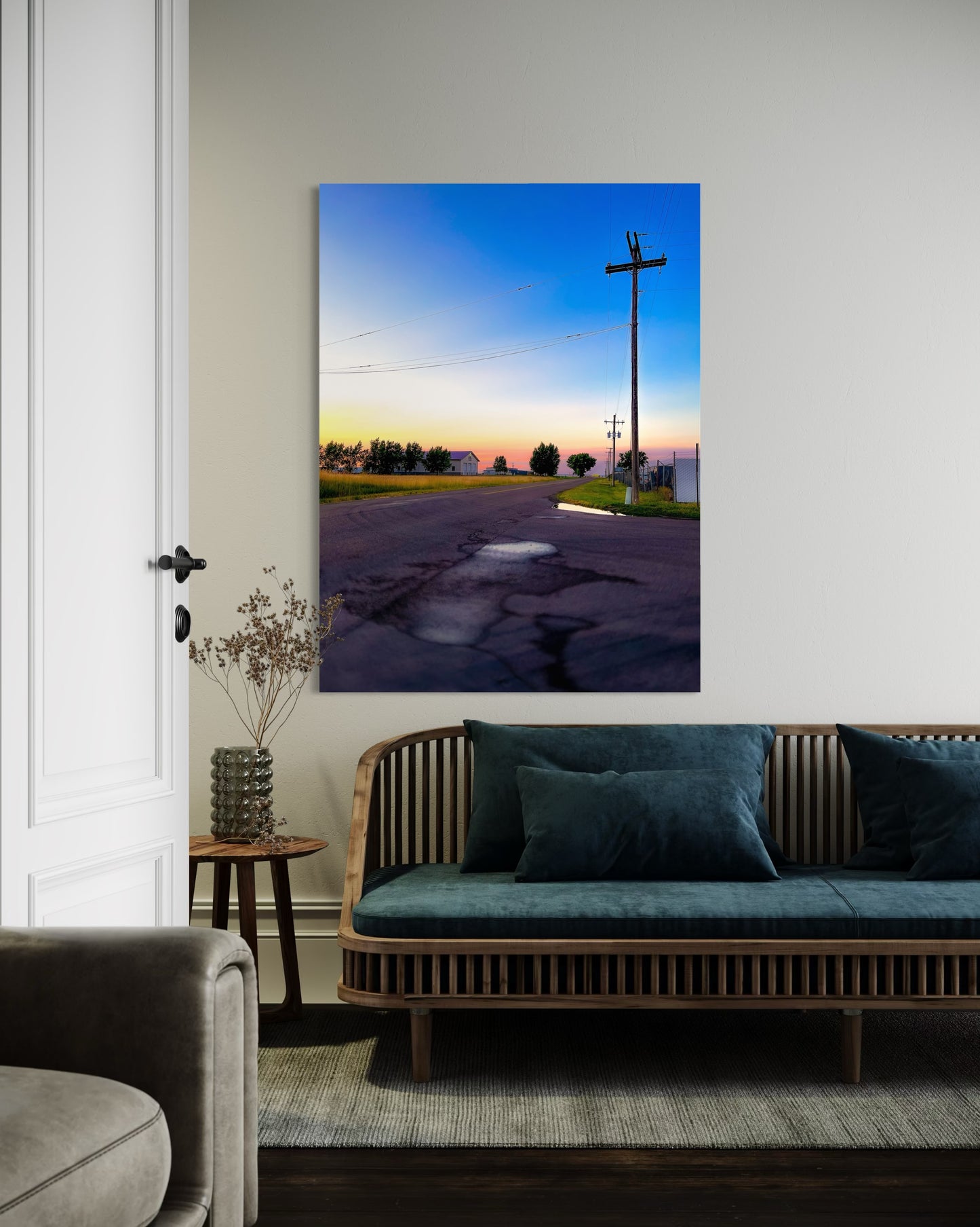 Sunset Road Photography Print: Minimalist Rural Landscape Art