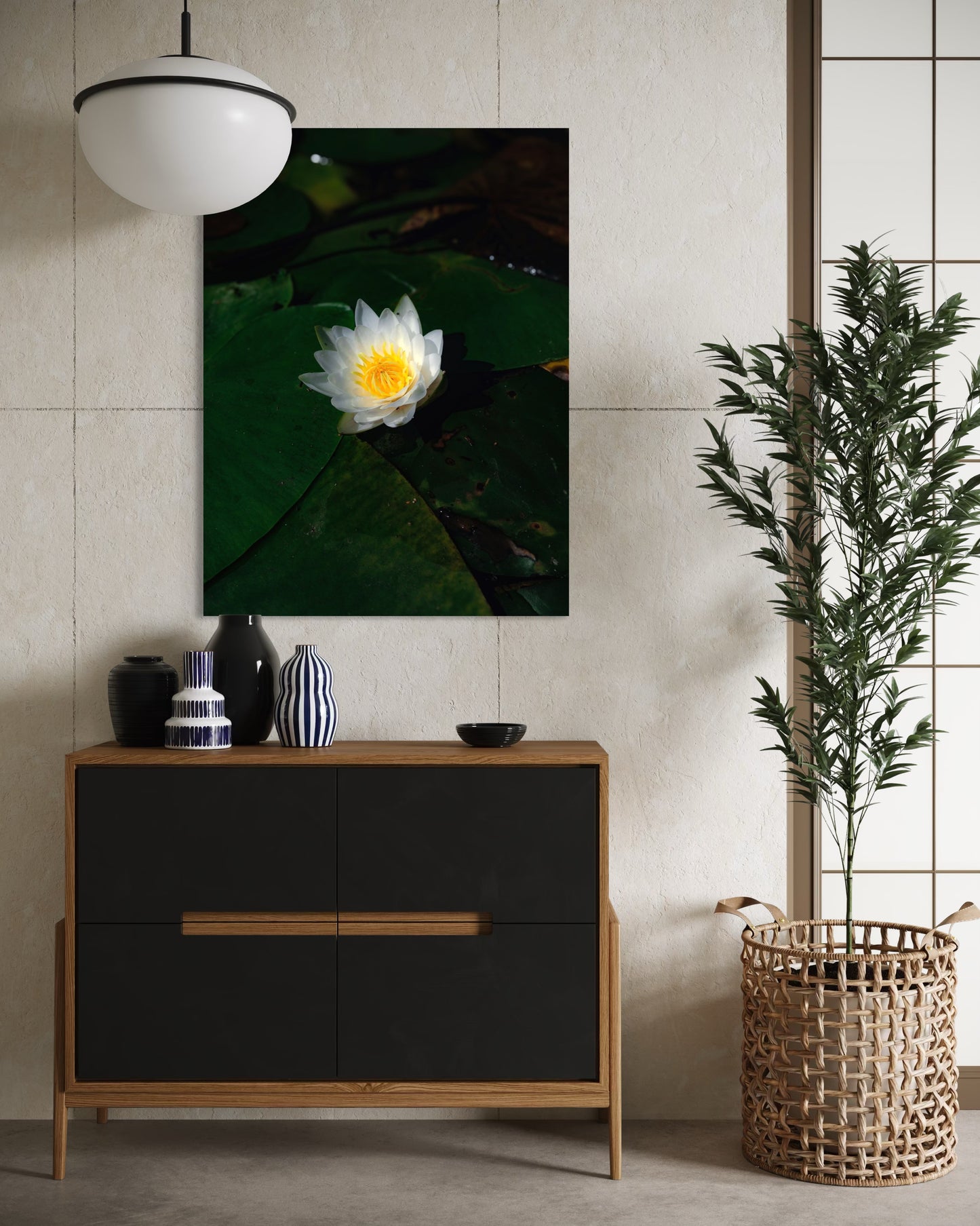 White Lotus Photography Print: Zen Water Lily Wall Art