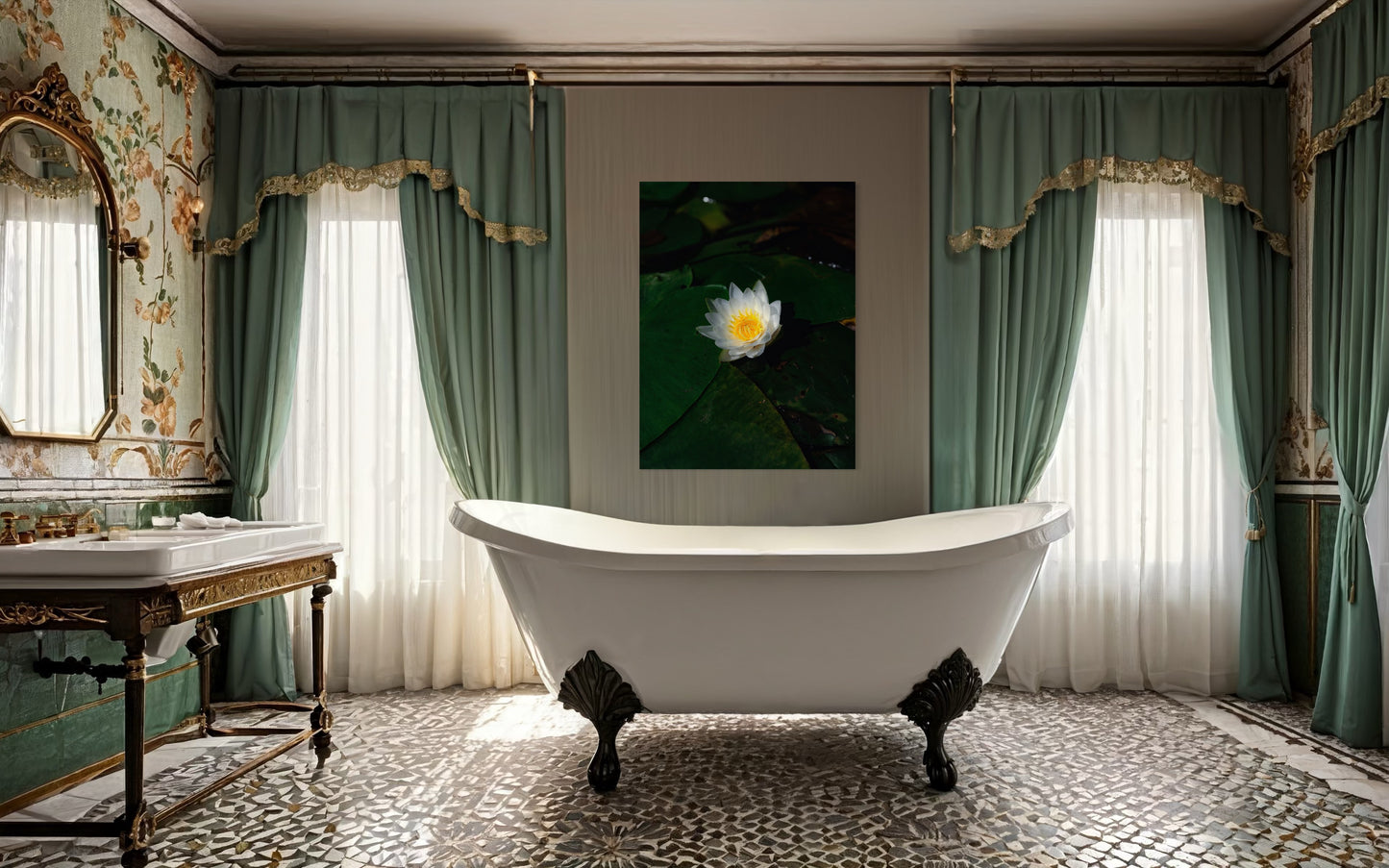 White Lotus Photography Print: Zen Water Lily Wall Art