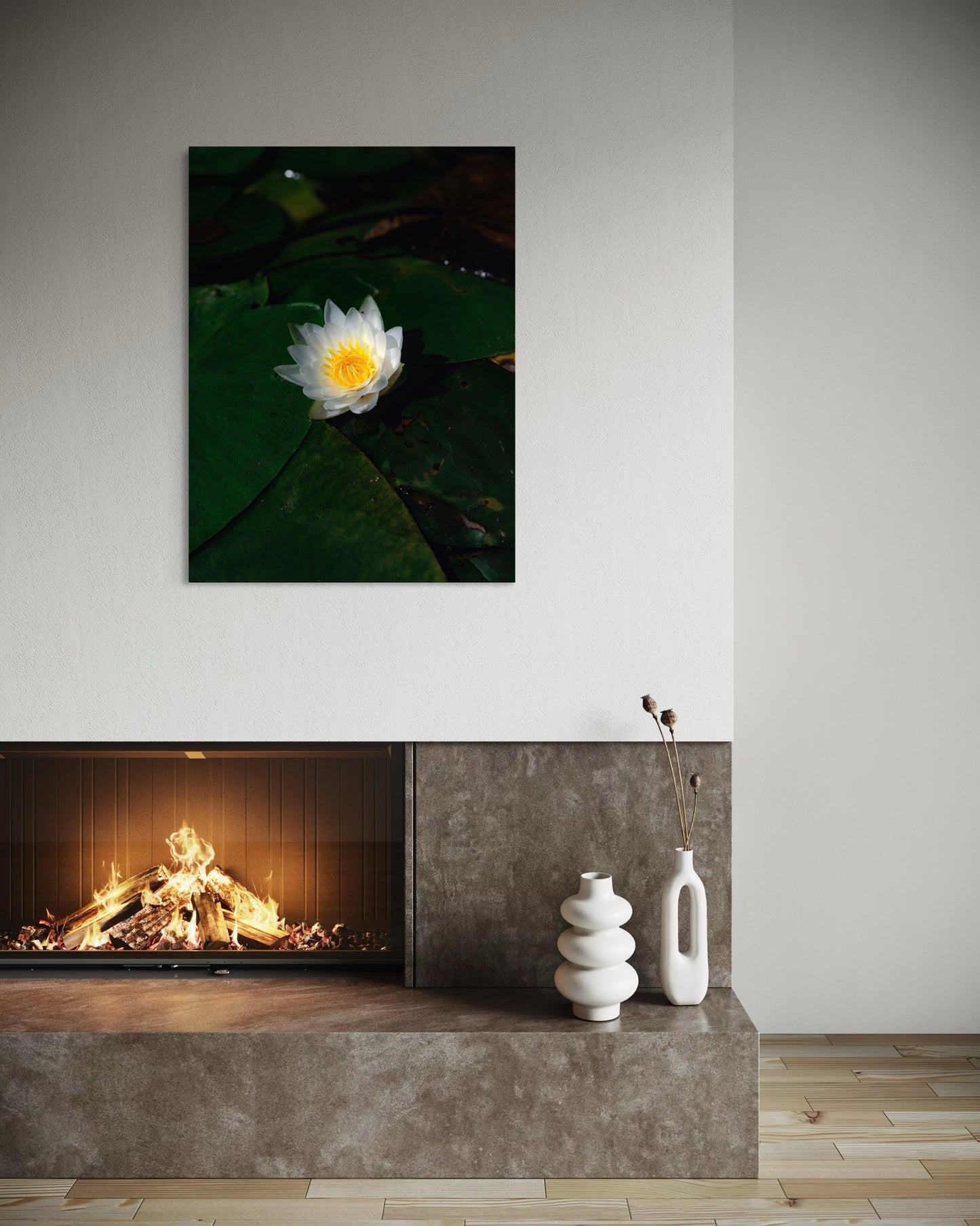 White Lotus Photography Print: Zen Water Lily Wall Art