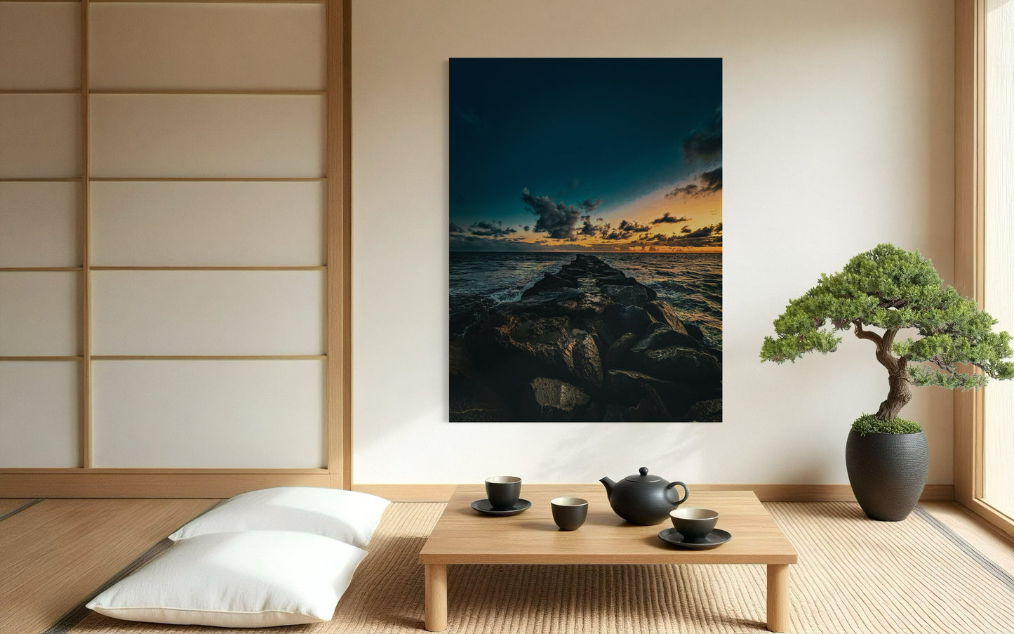 Ocean Sunset Pier Photography Print: Coastal Seascape Wall Art