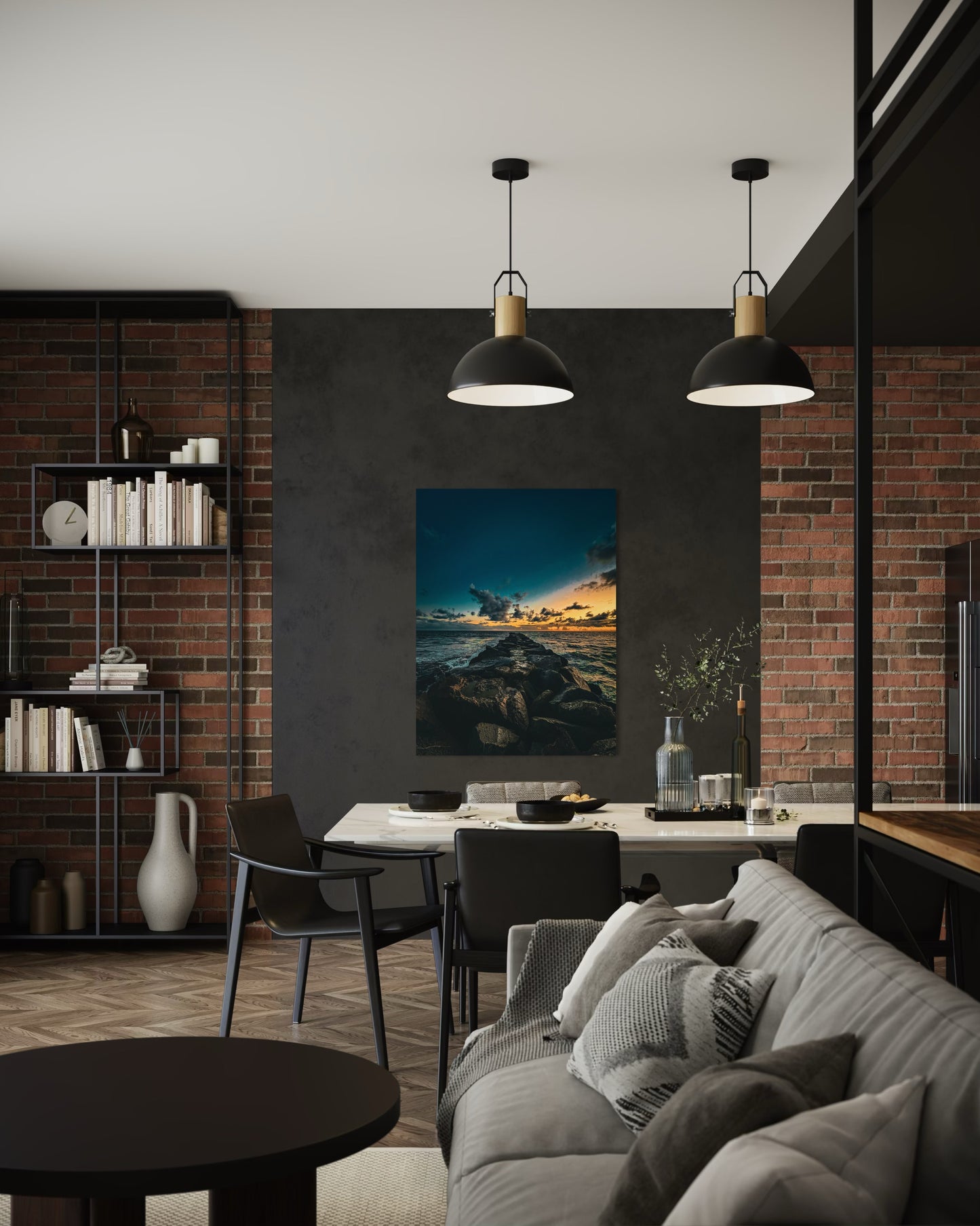 Ocean Sunset Pier Photography Print: Coastal Seascape Wall Art