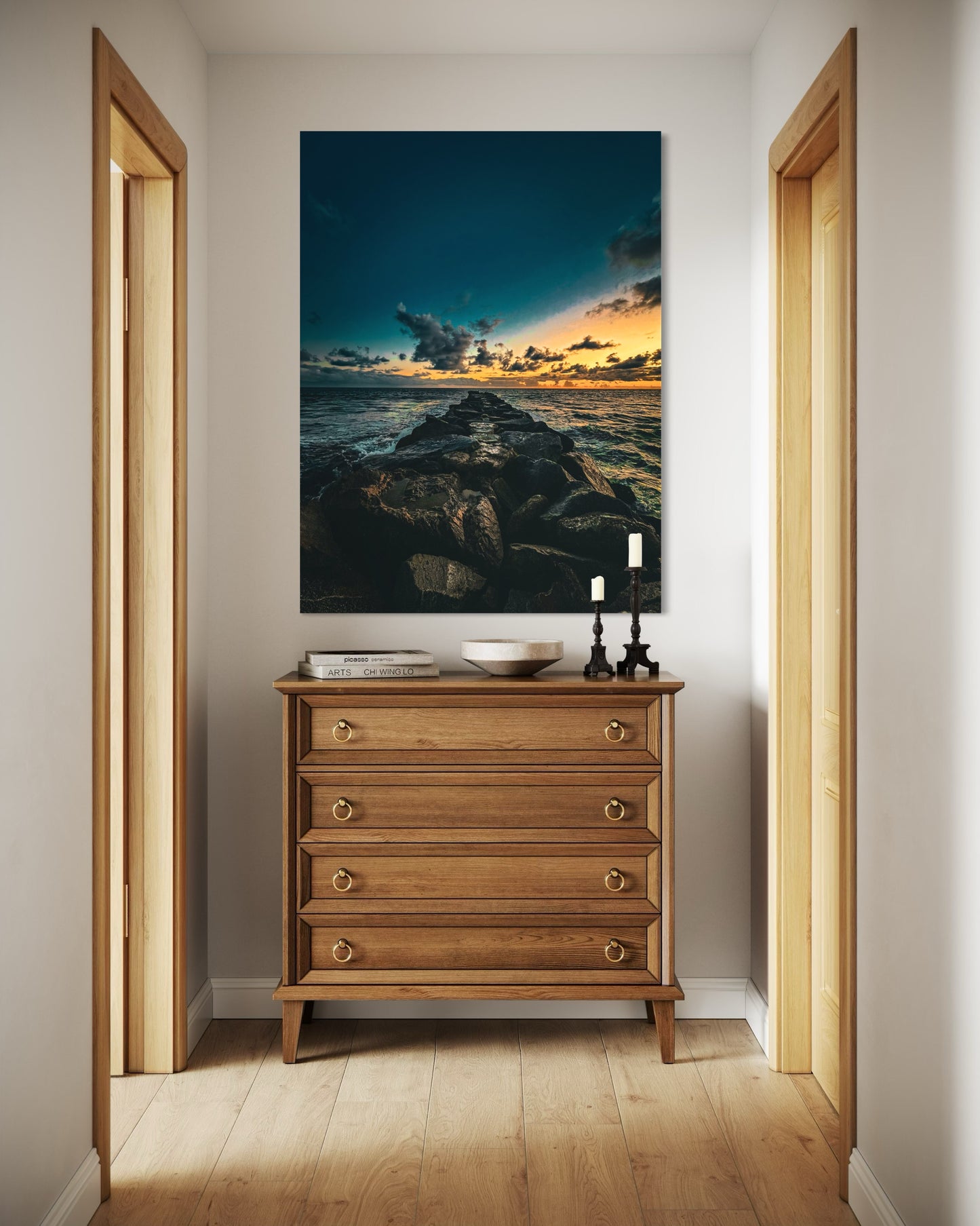 Ocean Sunset Pier Photography Print: Coastal Seascape Wall Art