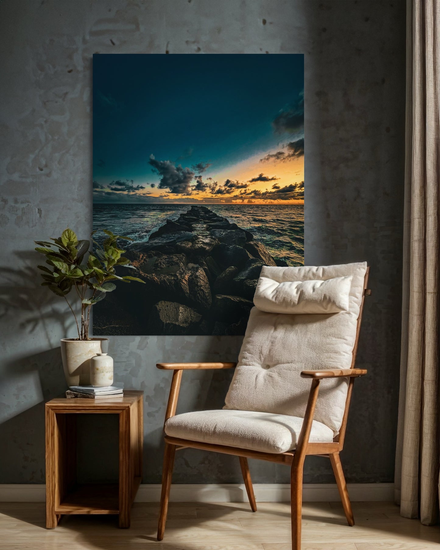 Ocean Sunset Pier Photography Print: Coastal Seascape Wall Art