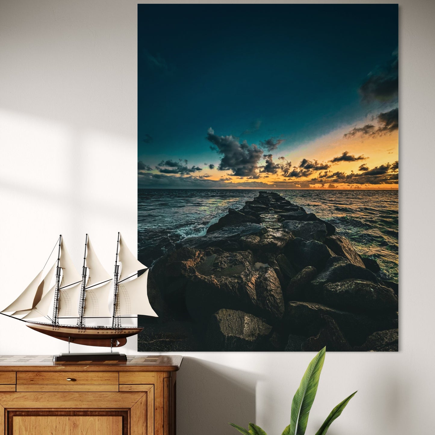 Ocean Sunset Pier Photography Print: Coastal Seascape Wall Art