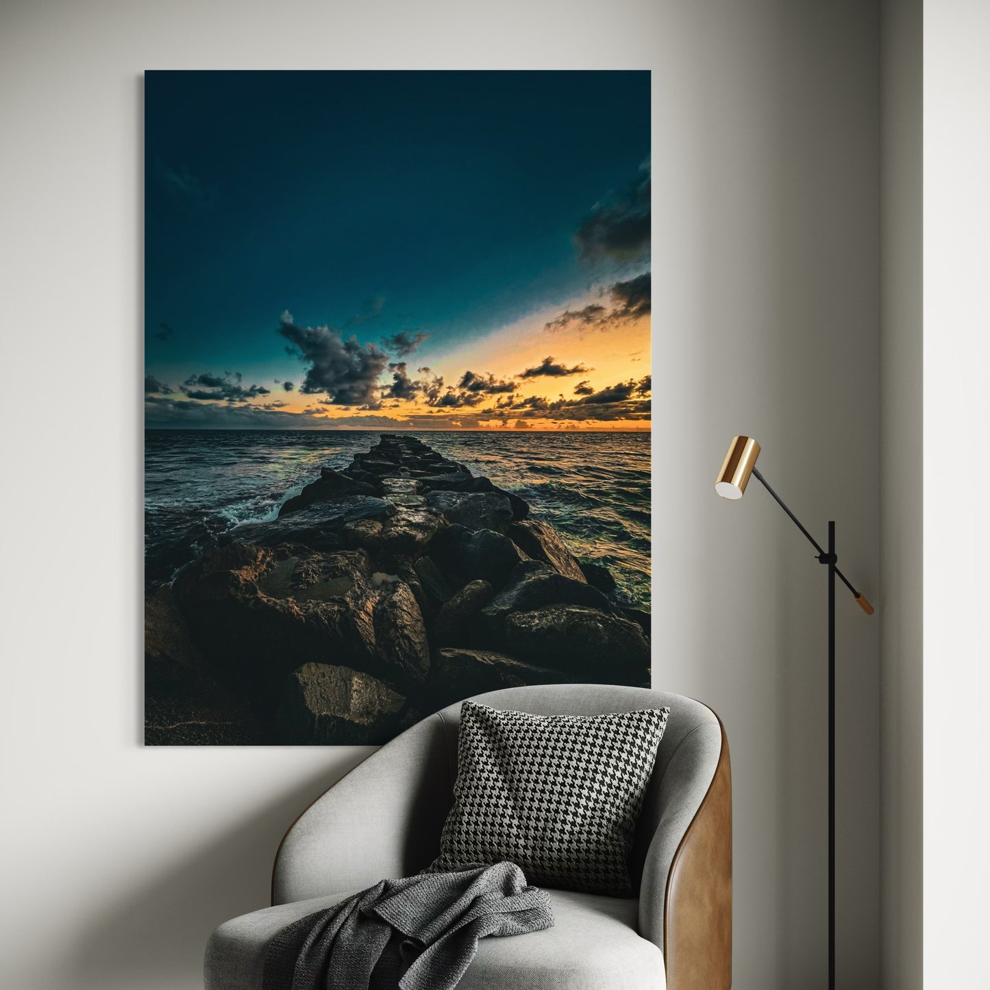 Ocean Sunset Pier Photography Print: Coastal Seascape Wall Art